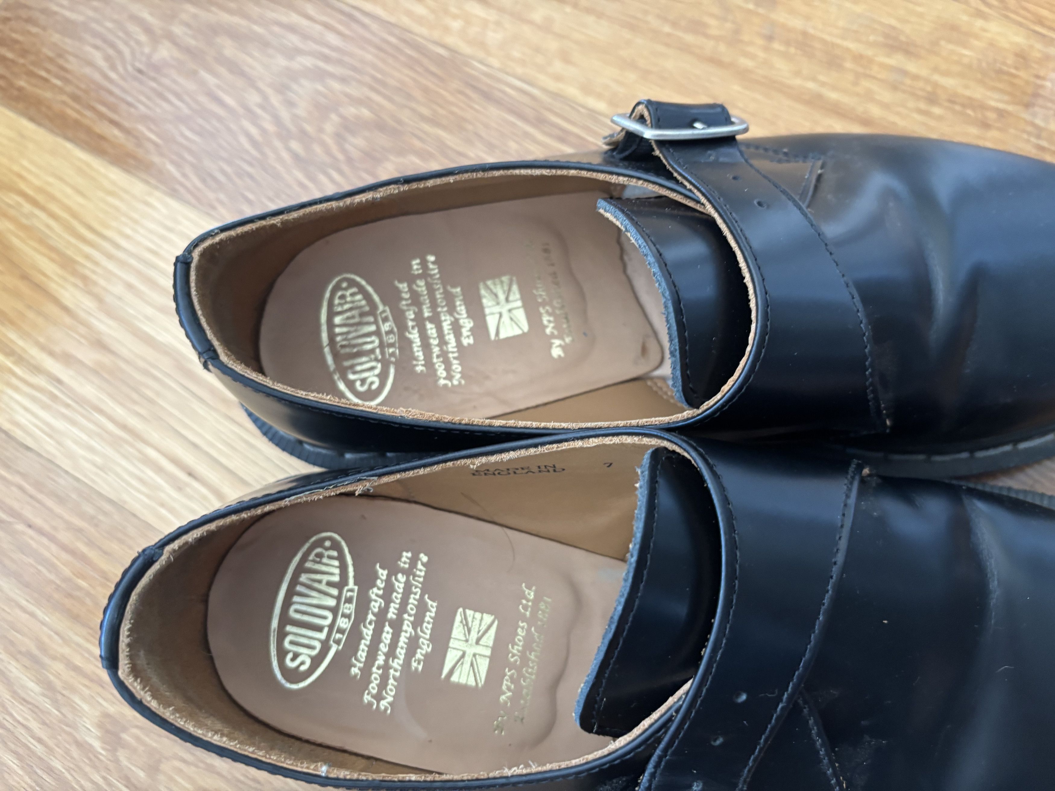Solovair NPS Solovair Black Hi-Shine Monkstrap Shoes Size US 8 / EU 41 - 2 Thumbnail