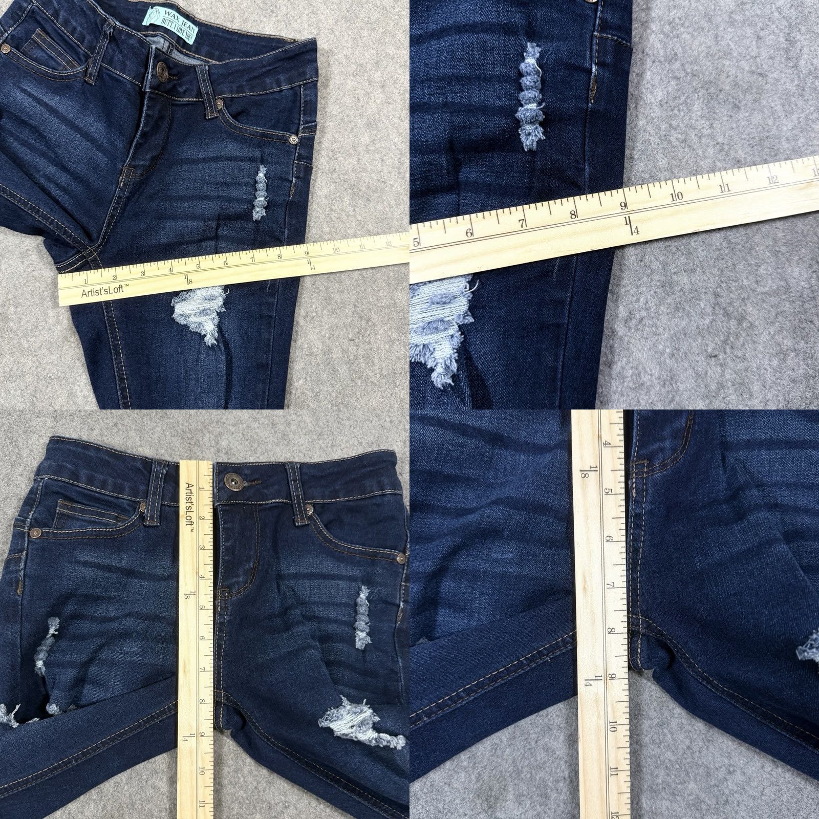 Vintage Wax Jean Stretch Distressed Cuffed Jeans Women's Size 0 Blue Size 25" / US 0 / IT 36 - 9 Thumbnail