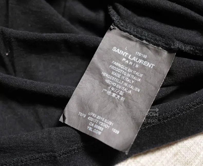 Saint Laurent Paris Saint Laurent Paris Black distressed embroidered T-shirt Size US L / EU 52-54 / 3 - 4 Thumbnail