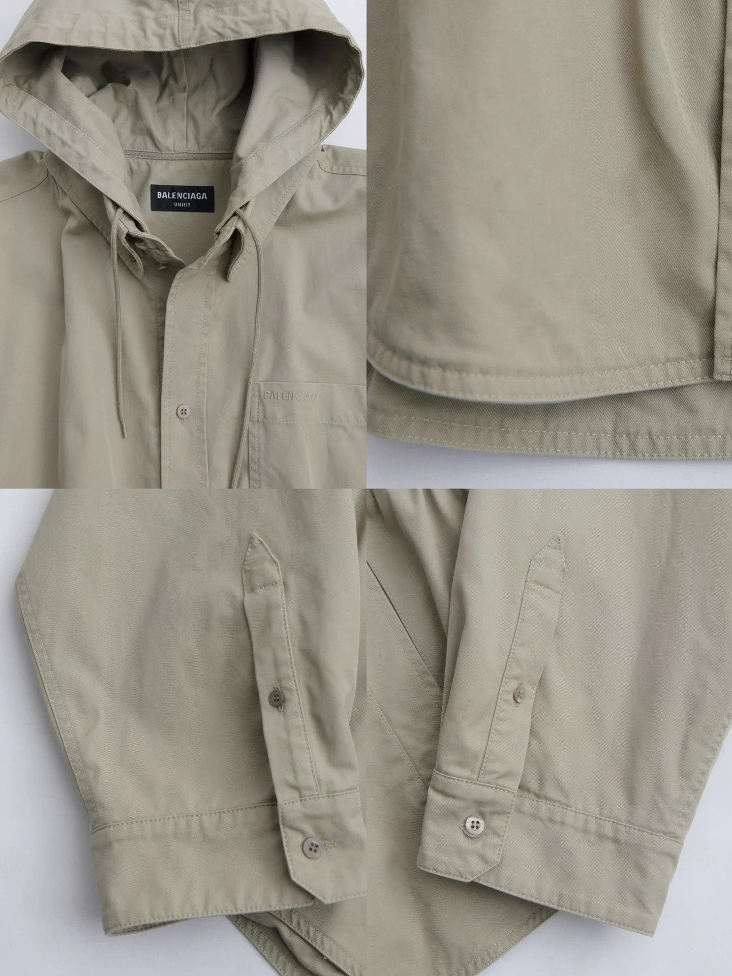 Balenciaga Balenciaga Demna 2021 UNIFIT Hooded Shirt Jacket Khaki S Size US S / EU 44-46 / 1 - 8 Thumbnail