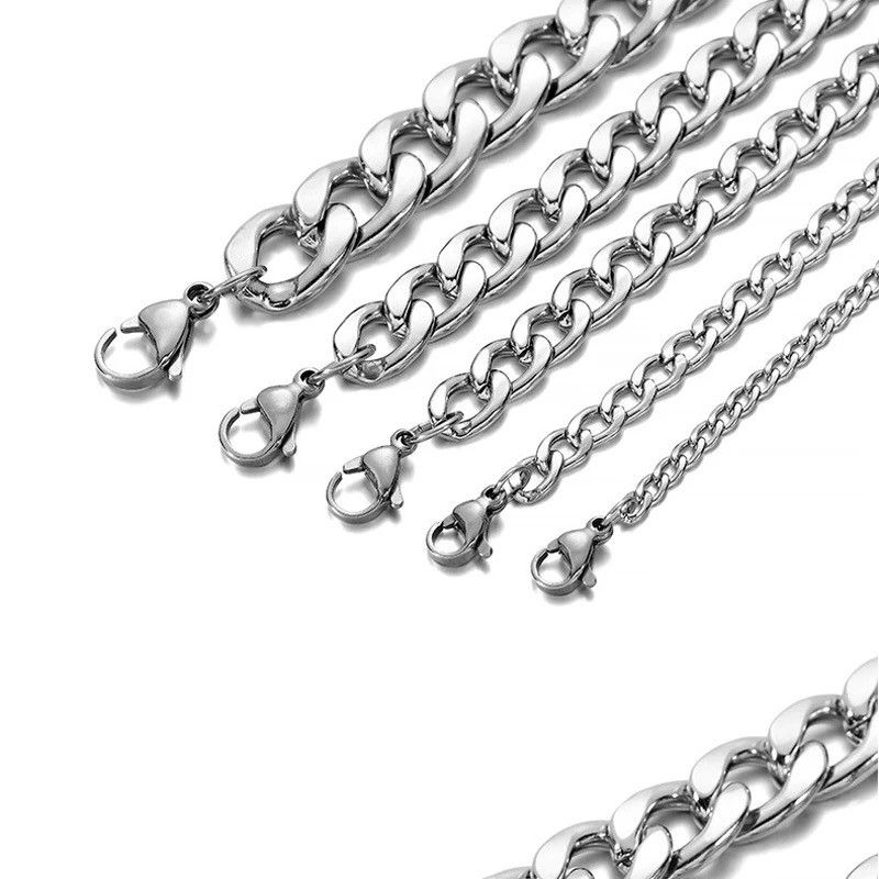 Jewelry × Vintage Stainless Steel Necklace Cuban Chain Size ONE SIZE - 6 Thumbnail