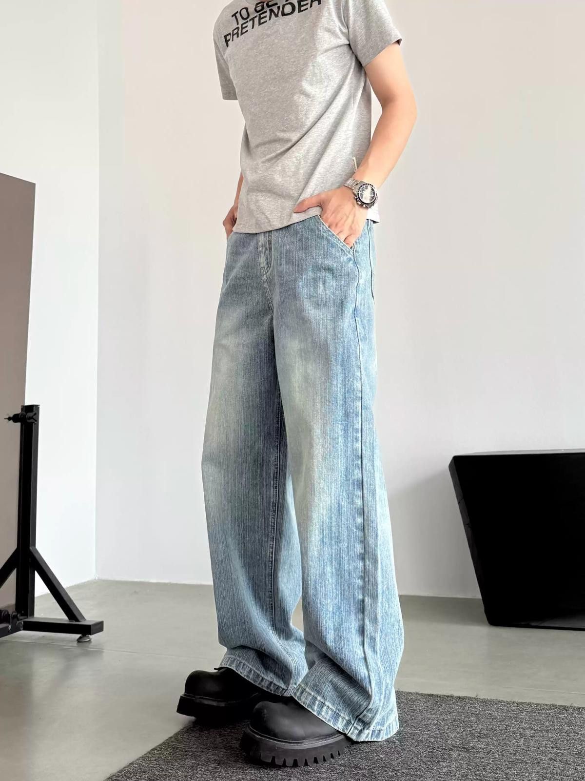Vintage Wide-Leg Denim Jeans - Light Wash Size US 30 / EU 46 - 4 Thumbnail
