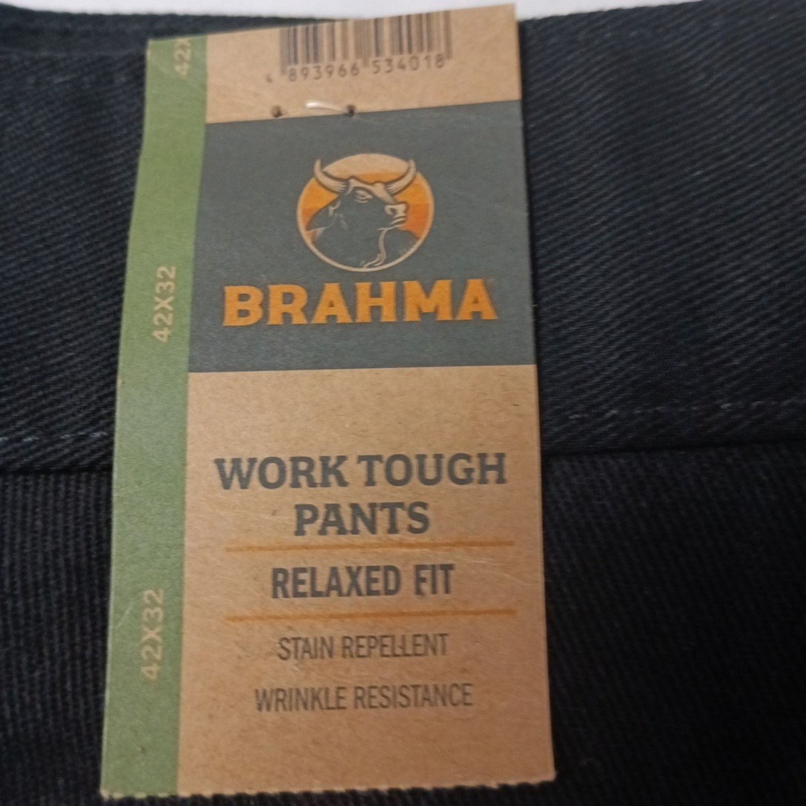 Other Brahma Men's Work Tough Pants Size 42x32 Black Relaxed Fit Size US 42 / EU 58 - 2 Thumbnail