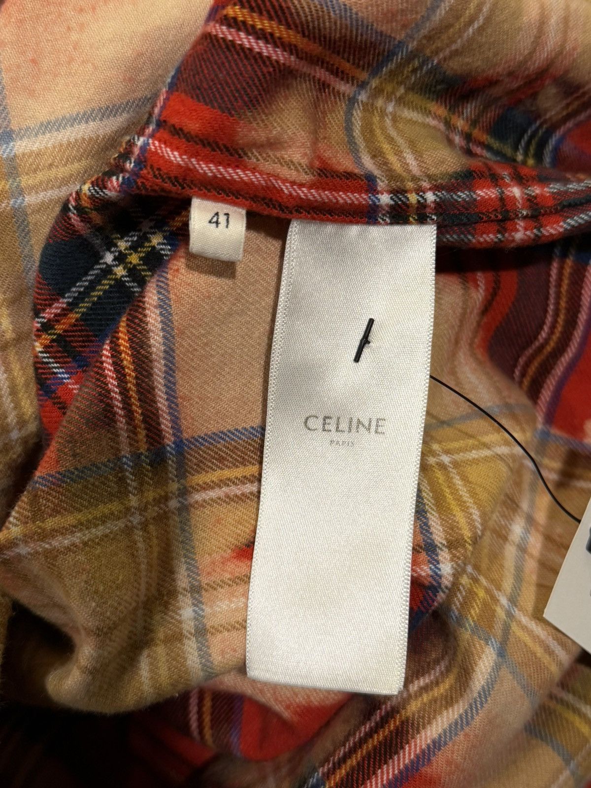 Celine Celine x Hedi FW23 Bleached Tartan Plaid Red Flannel Shirt Size US XL / EU 56 / 4 - 14 Thumbnail