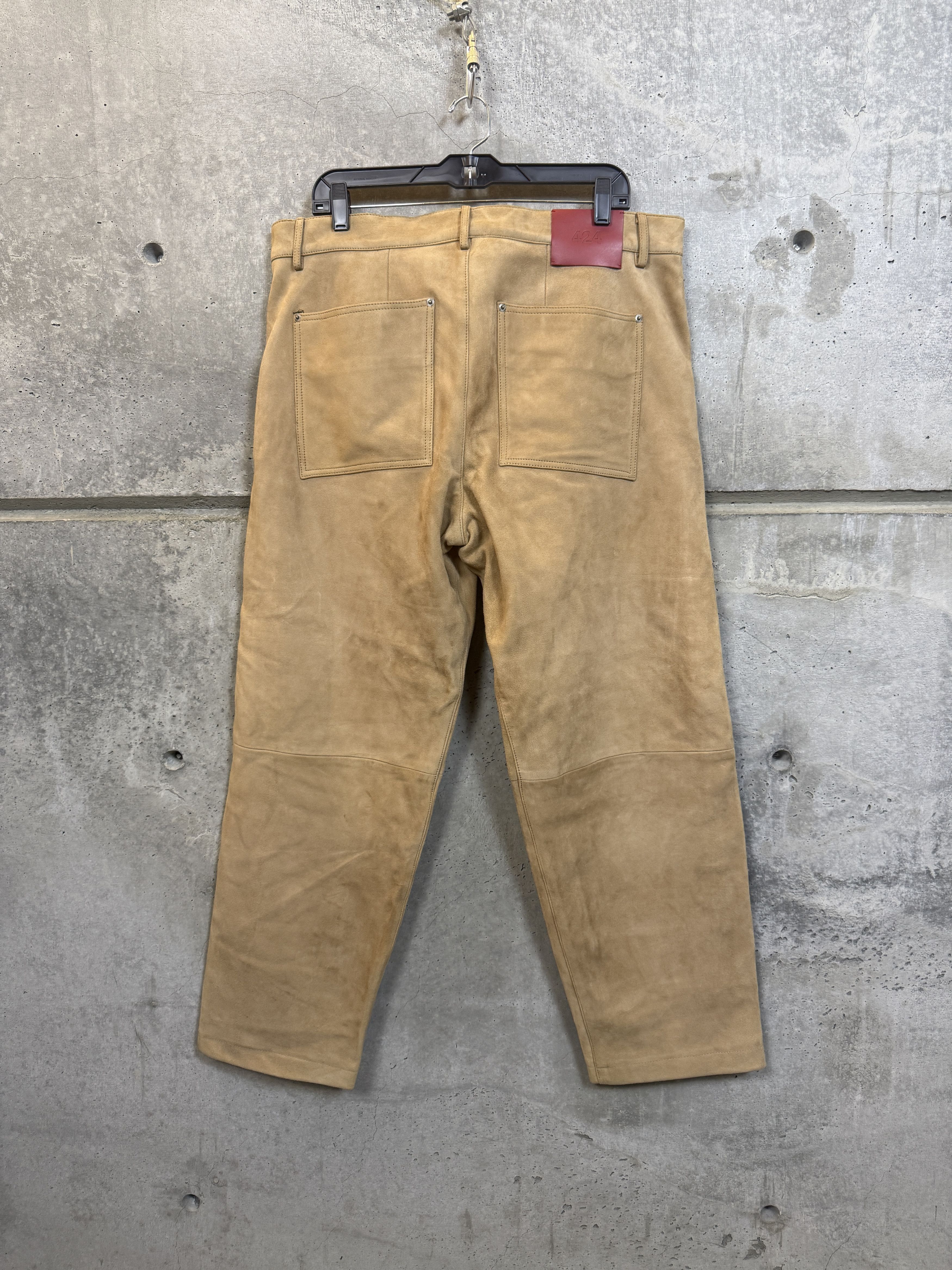 424 424 Tan Suede Leather Workmen Pants Size US 36 / EU 52 - 2 Thumbnail