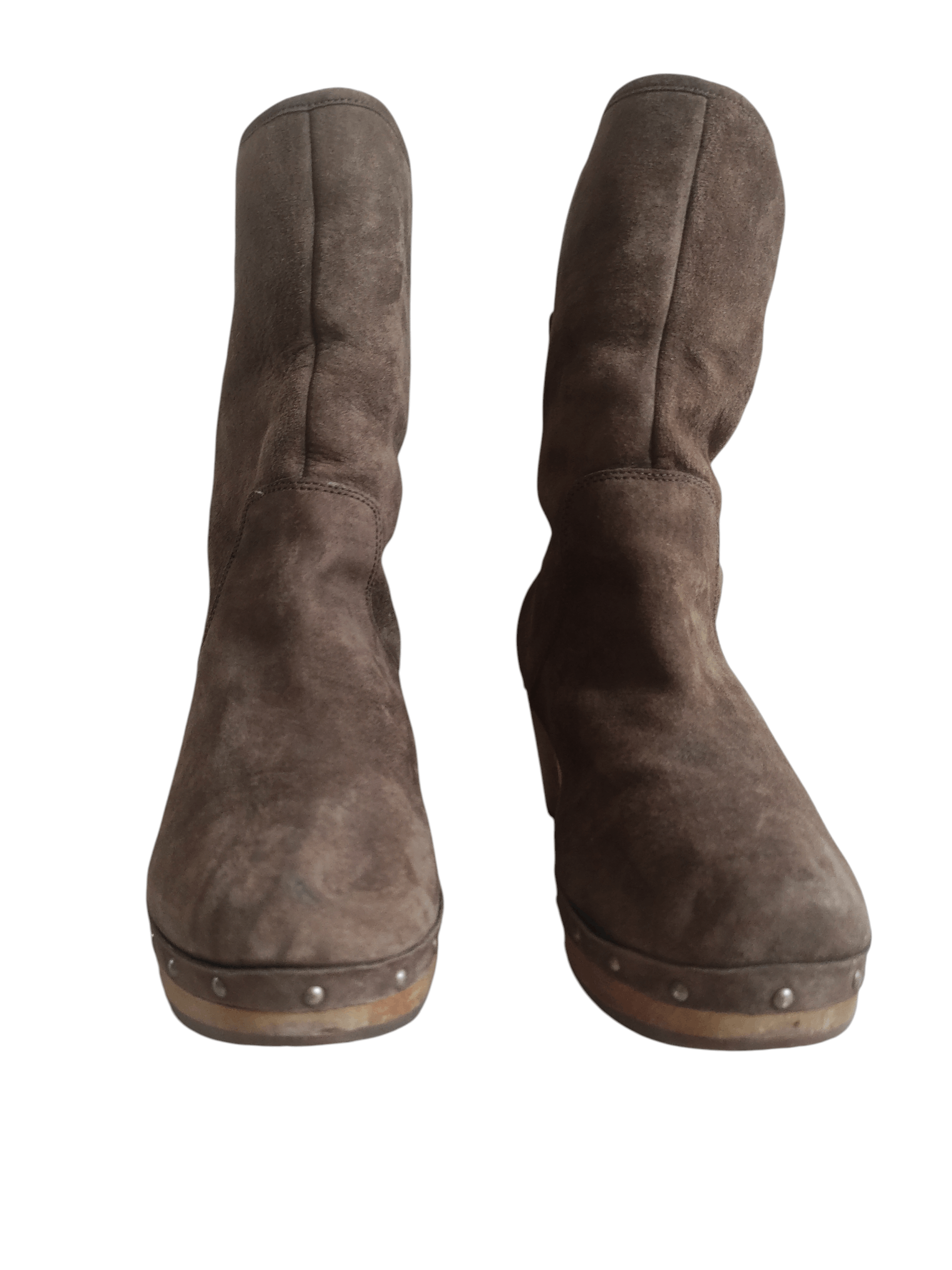 Ugg UGG Women’s Brown Suede Leather Studded Clog Booties Size US 8 / IT 38 - 3 Thumbnail