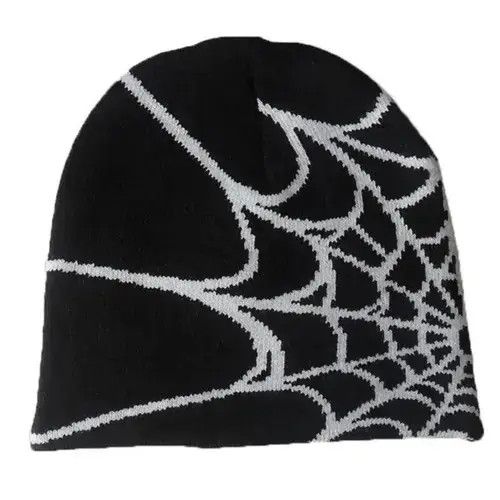 Other Spider Web Graphic Beanie Hat Black Vintage y2k Size ONE SIZE - 3 Thumbnail