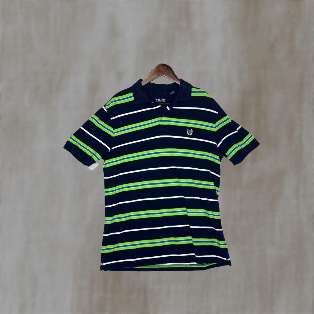 Chaps Chaps Polo Shirt Striped Short Sleeve Navy Green White Blue Logo Embroidered Casual Activewear Mens M Size US M / EU 48-50 / 2 - 1 Thumbnail