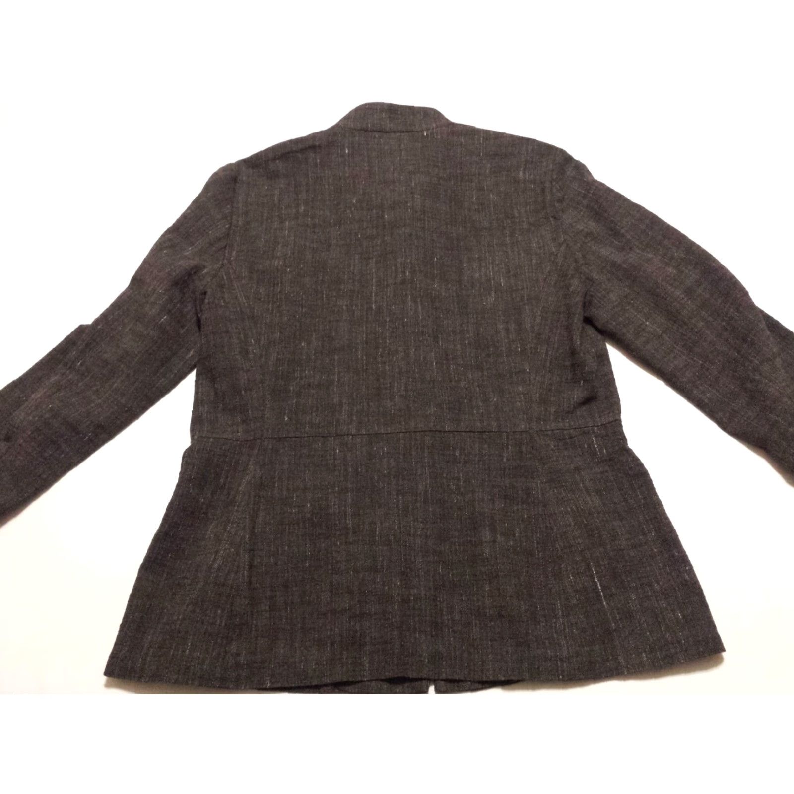 Eileen Fisher Eileen Fisher Blazer Shirt Womens Medium Gray Solid Button-Up Cotton Rayon Jacket Size M / US 6-8 / IT 42-44 - 7 Thumbnail