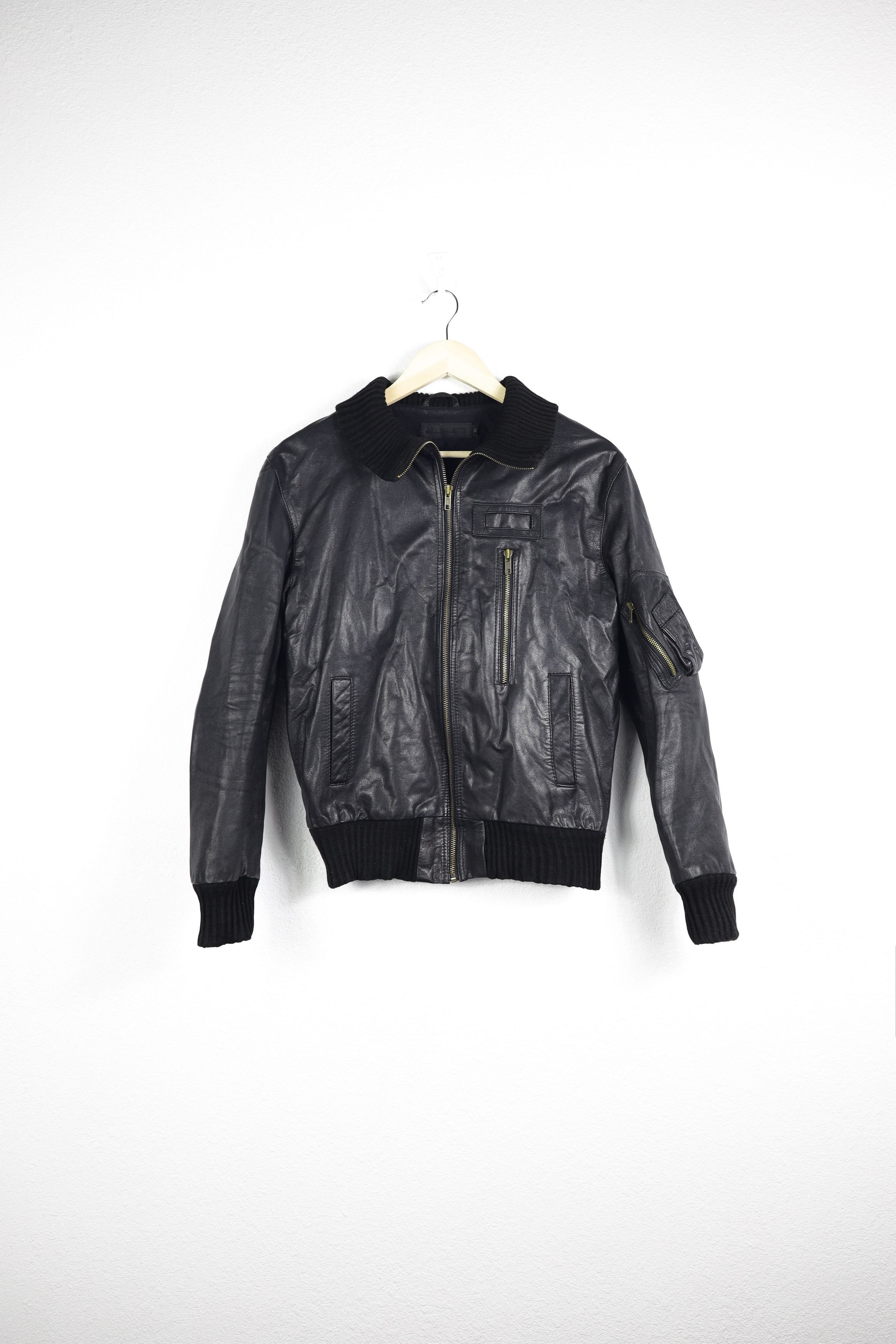 Allsaints All Saints Black Leather Bomber Jacket Small Size US S / EU 44-46 / 1 - 1 Thumbnail