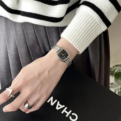 Jewelry Silver Square Face Stainless Steel Wrist Watch Size ONE SIZE - 2 Thumbnail