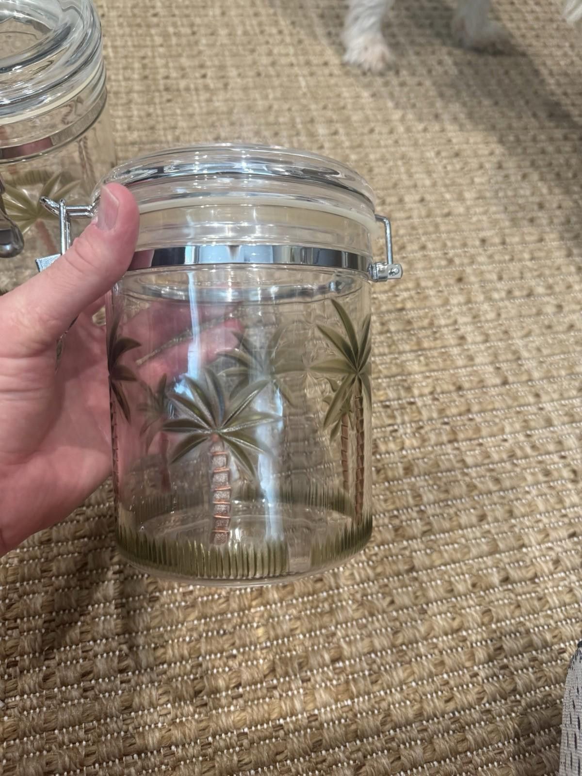 Designer Set Of 3 Acrylic Canisters With Palm Trees. Size ONE SIZE - 3 Thumbnail