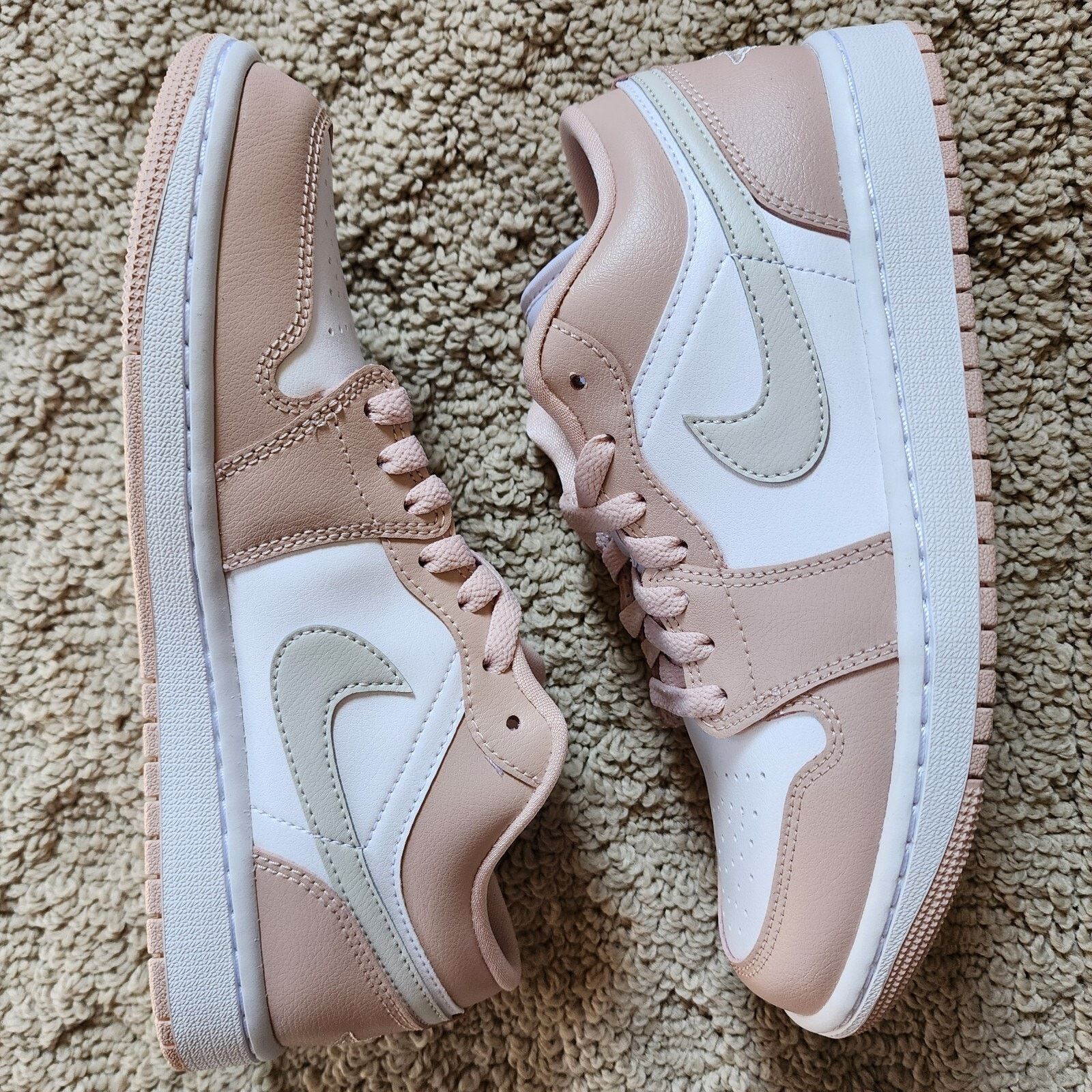 Jordan Brand Wmns Air Jordan 1 Low Pink White Grey Brand New Sz 8.5 Size US 8.5 / IT 38.5 - 1 Thumbnail