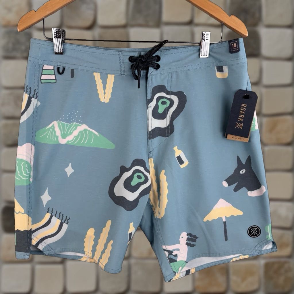 Roark Roark Board Shorts Mens 31 Dusty Blue Passage Viaje Swim Trunks 18" Outseam Size US 31 - 1 Thumbnail