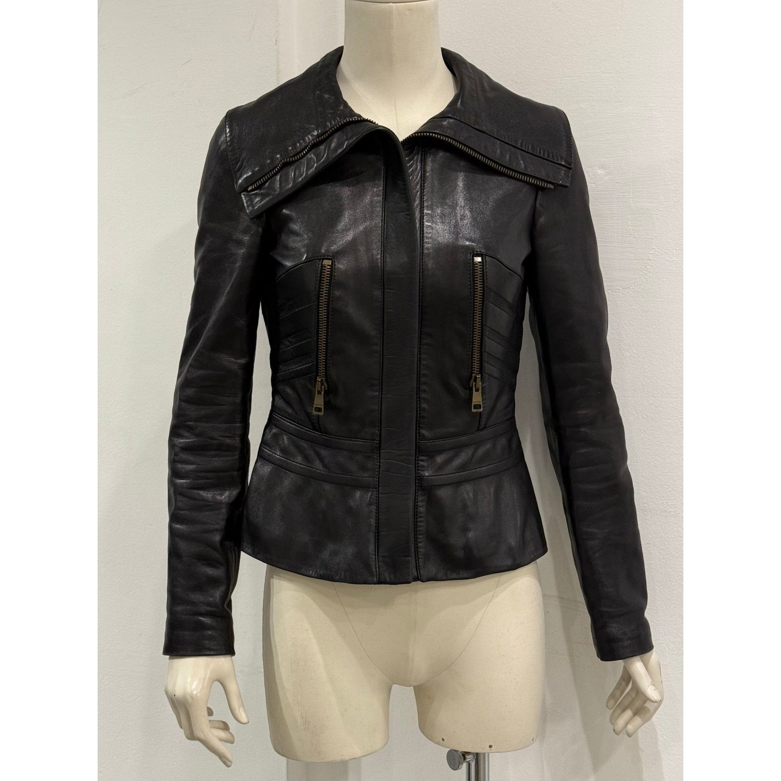 Gucci A/W2003 Gucci by tom Ford paneled moto leather jacket Size M / US 6-8 / IT 42-44 - 3 Thumbnail