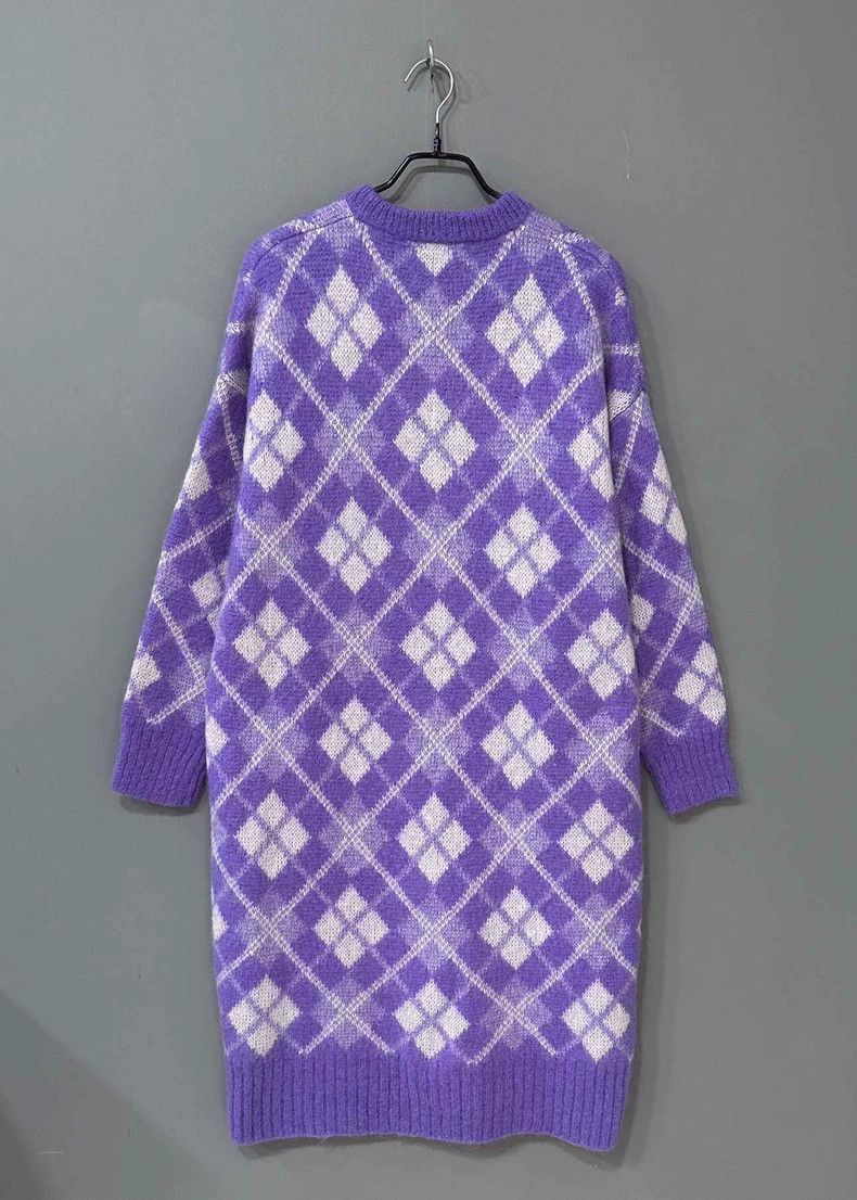 Prada Purple Diamond Pattern Knitted Cardigan-2506 Size M / US 6-8 / IT 42-44 - 3 Thumbnail