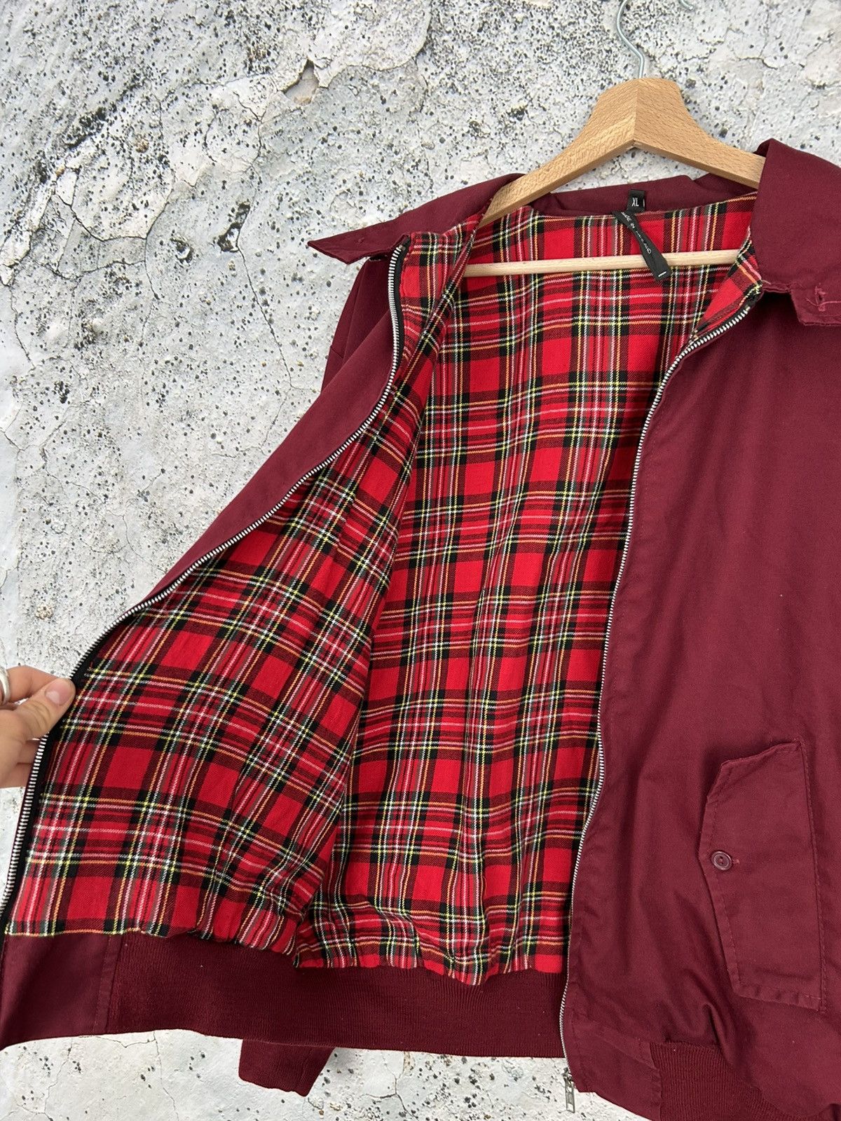Vintage Vintage Burgundy Bomber Jacket Checked 90s Boxy Skate Grunge Size US XL / EU 56 / 4 - 5 Thumbnail