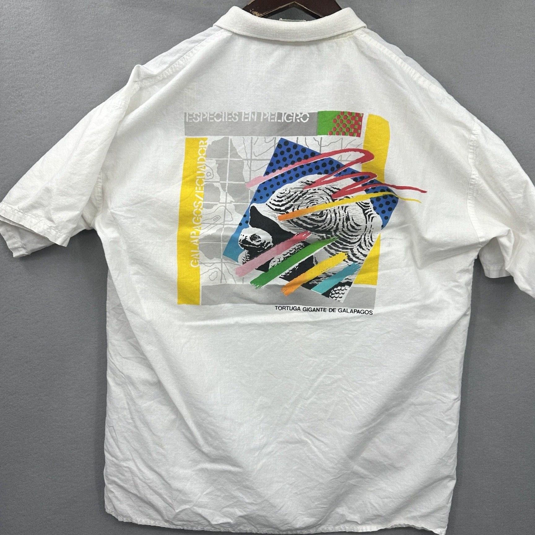 Vintage VINTAGE Peer Galapagos Turtles Cotton Collar Shirt Men L White 90s Wildlife Animal Nature Retro Size US L / EU 52-54 / 3 - 4 Thumbnail
