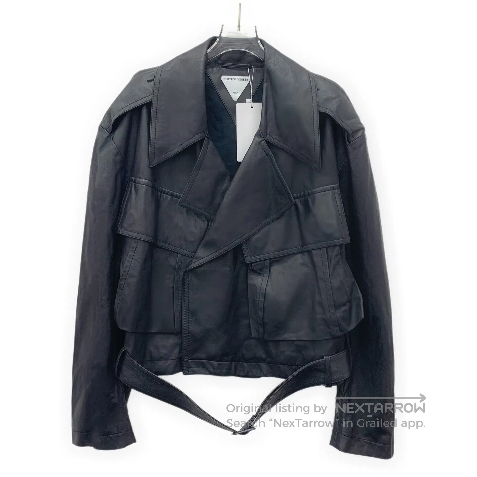 Bottega Veneta Bottega Veneta Black Lamb Leather Collar Long-Sleeve Leath Size US S / EU 44-46 / 1 - 1 Thumbnail