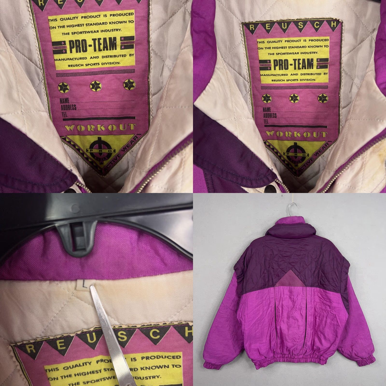 Vintage VINTAGE Reusch Jacket Mens L Purple Magenta 90s Pro-Team Workout Ski Bomber Zip Wind-Resistant Pockets Mens Size US L / EU 52-54 / 3 - 8 Thumbnail