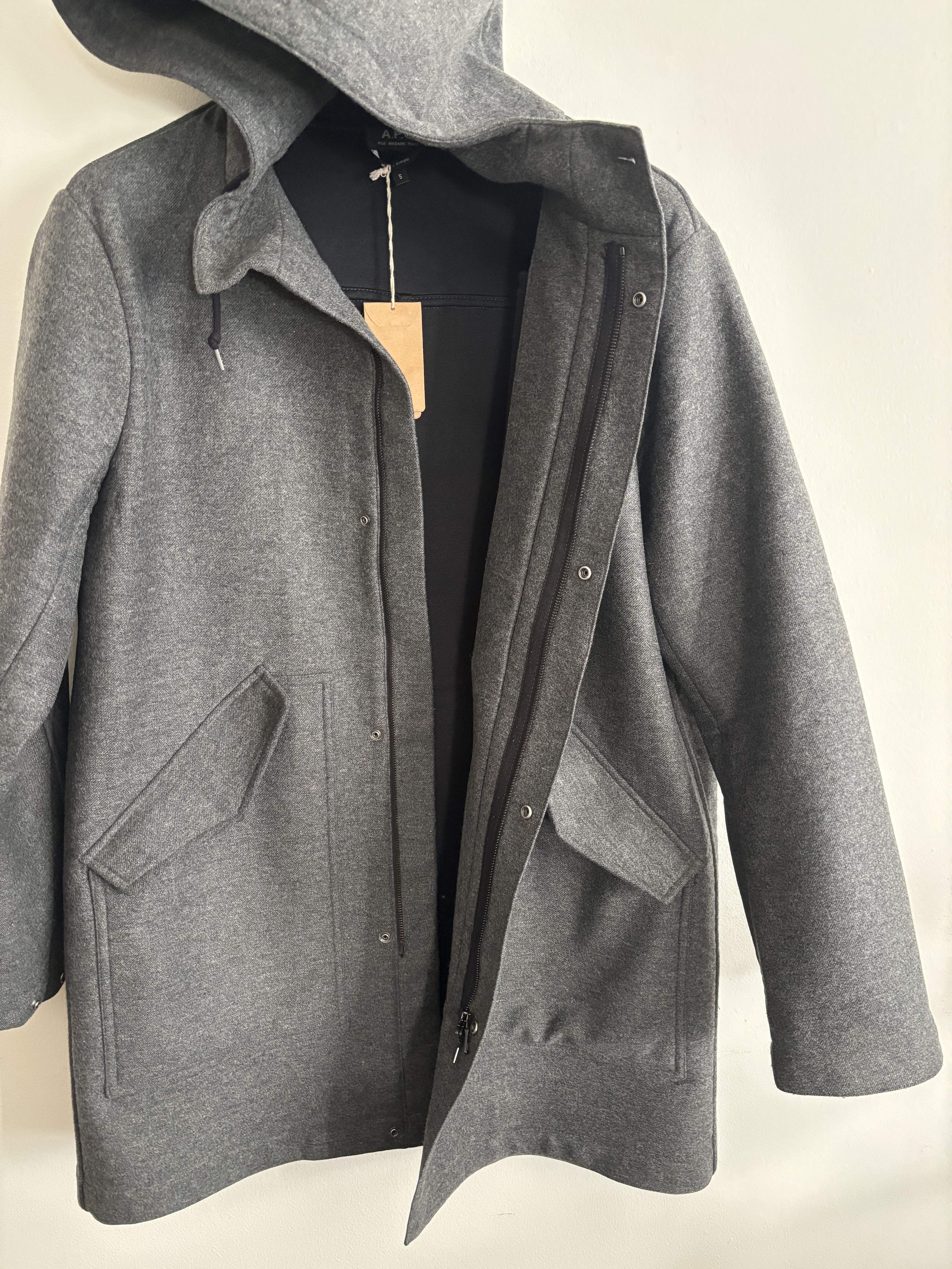 A.P.C. $635 Grey Wool Blend Hooded Mathieu Overcoat/ Parka -Medium Size US M / EU 48-50 / 2 - 10 Thumbnail