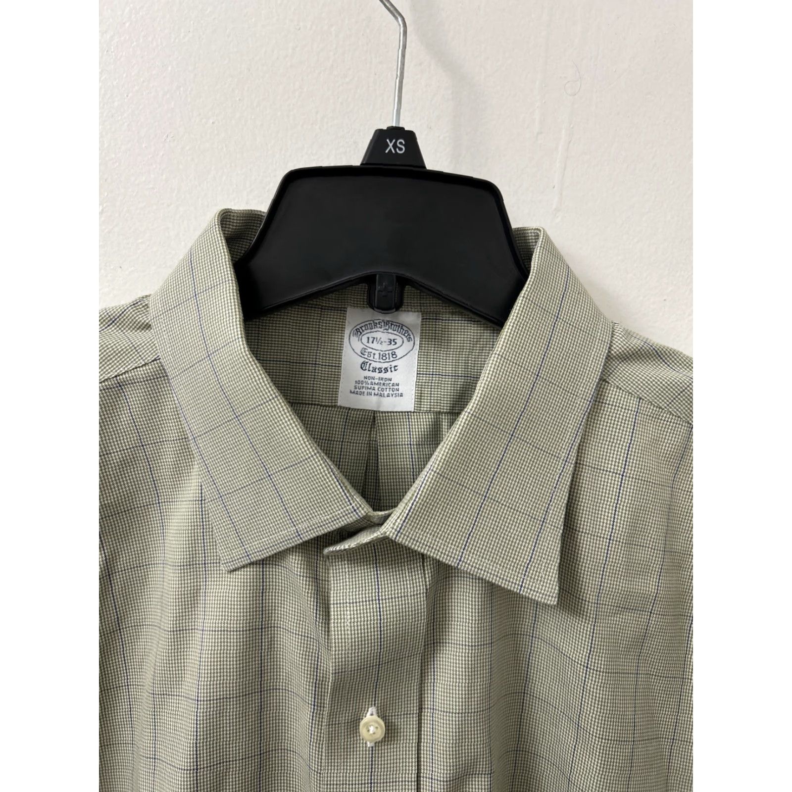 Brooks Brothers Brooks Brothers Classic Shirt Mens 17.5 Green Plaid Houndstooth Supima Button Up Size US XXL / EU 58 / 5 - 5 Thumbnail