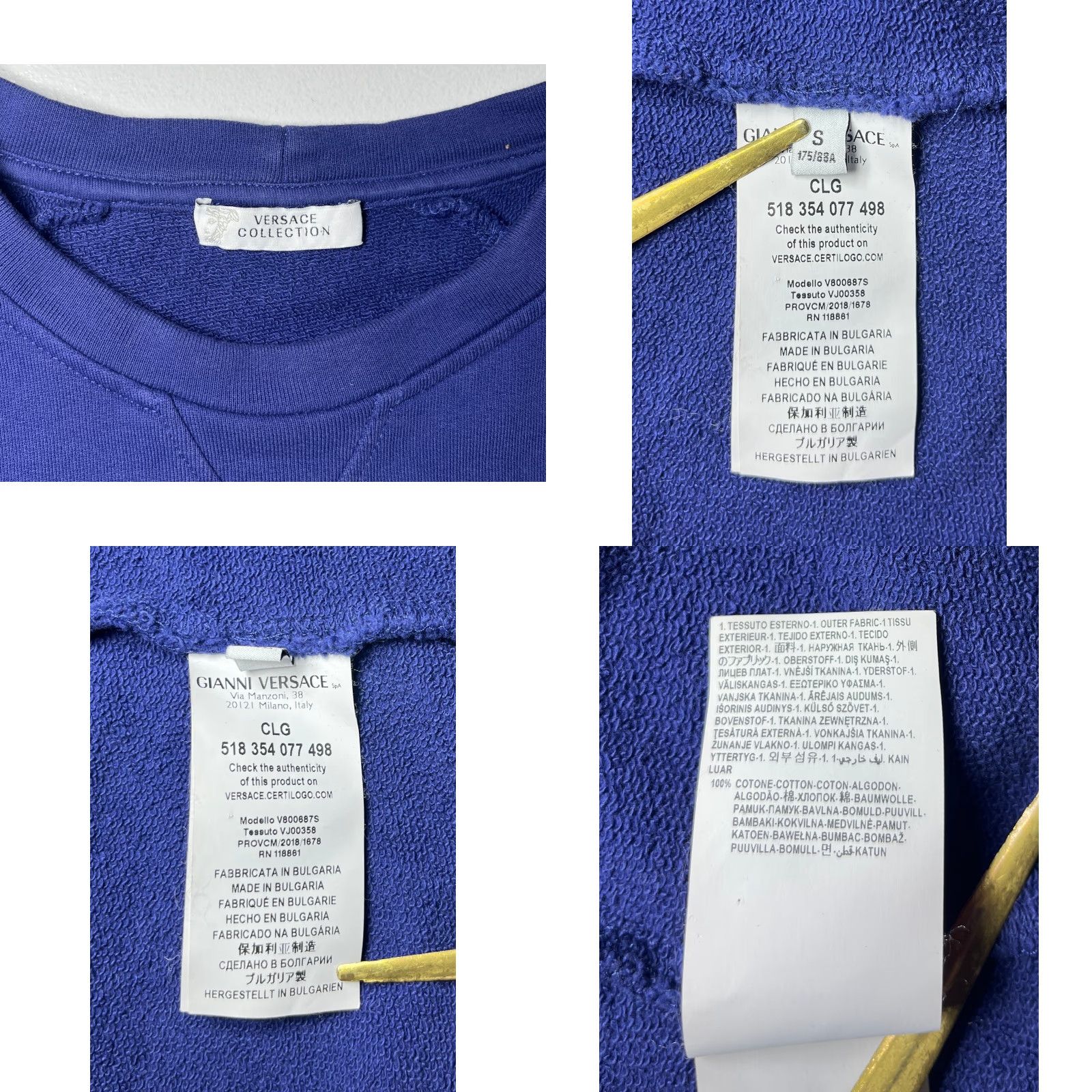 Vintage VINTAGE Versace Collection Sweatshirt Crewneck Men’s S Blue Logo Jersey Cotton Pullover Size US S / EU 44-46 / 1 - 8 Thumbnail