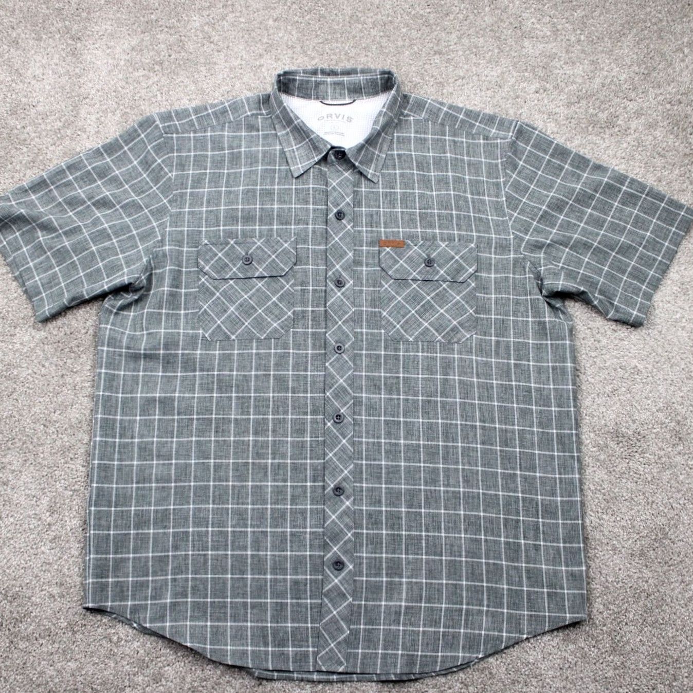 Orvis Orvis Shirt Mens Large Gray Quick Dry Pockets Short Sleeve Polyester Button Up Size US L / EU 52-54 / 3 - 2 Thumbnail