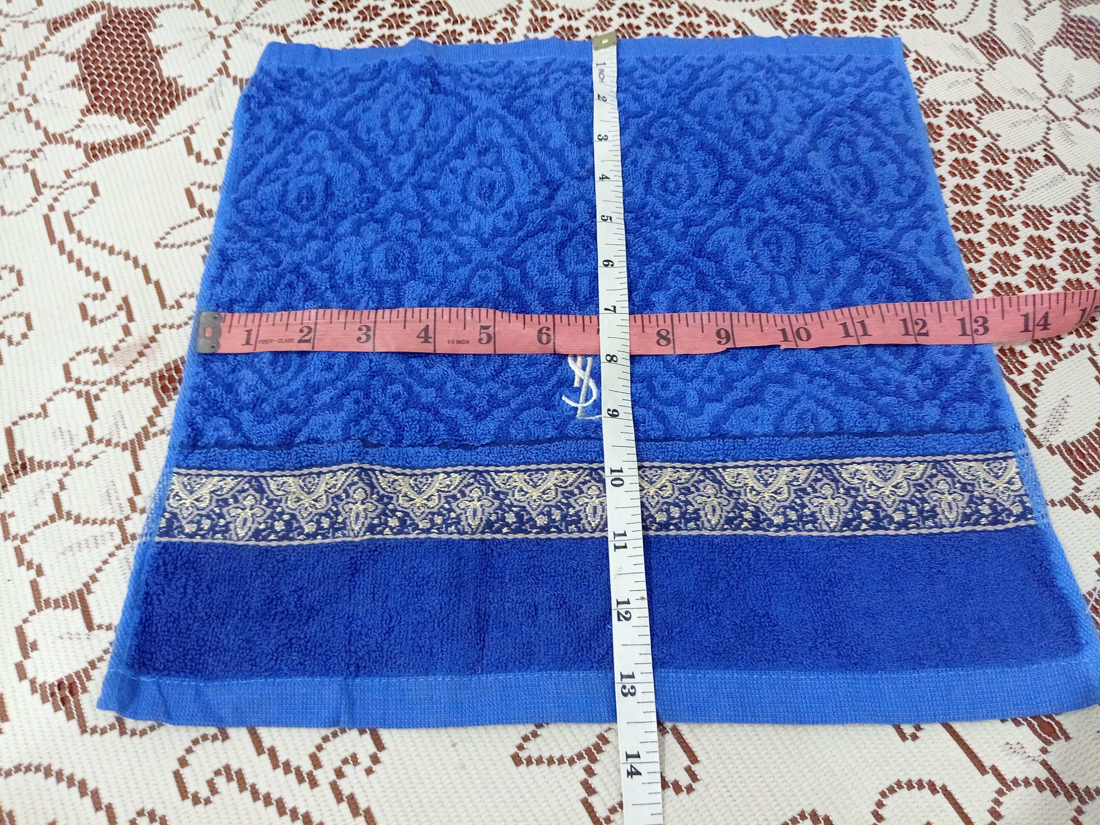 Yves Saint Laurent YSL Blue Paisley Logo Hand Towel (Small) DS Size ONE SIZE - 4 Thumbnail