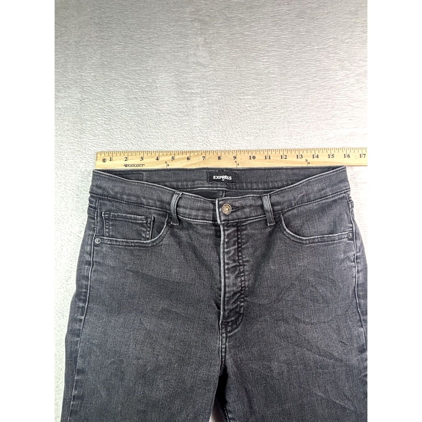 Express Express Jeans Bootcut Womens Size 12 Light Black Denim Stretch Pockets - Bootcut, Regular Fit, Mid Rise, Button Zip Closure, Denim - Express Size 24" / US 00 / IT 34 - 6 Thumbnail