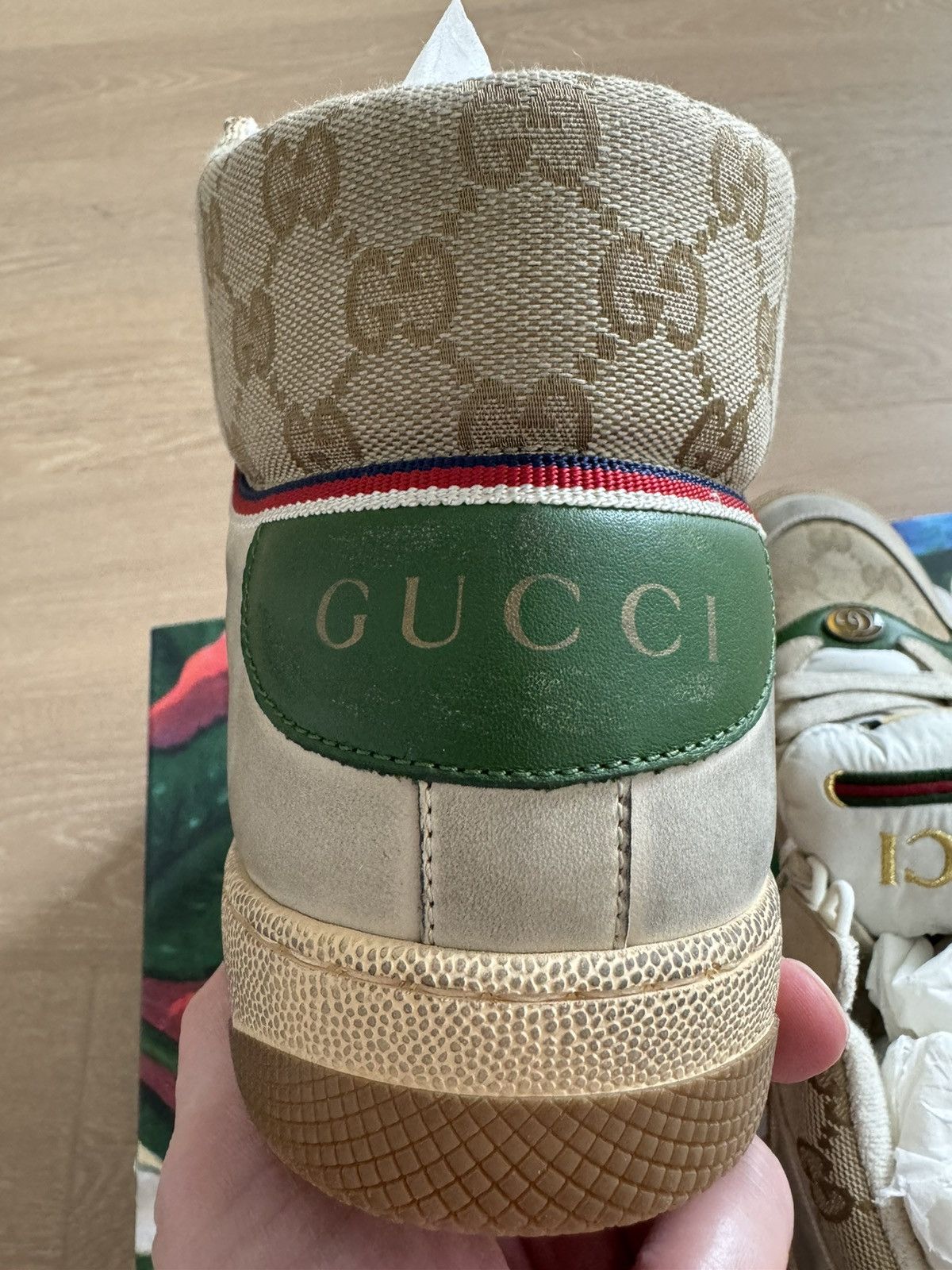 Gucci Gucci Men’s Screener GG High-Top Sneakers Size US 7.5 / EU 40-41 - 15 Thumbnail