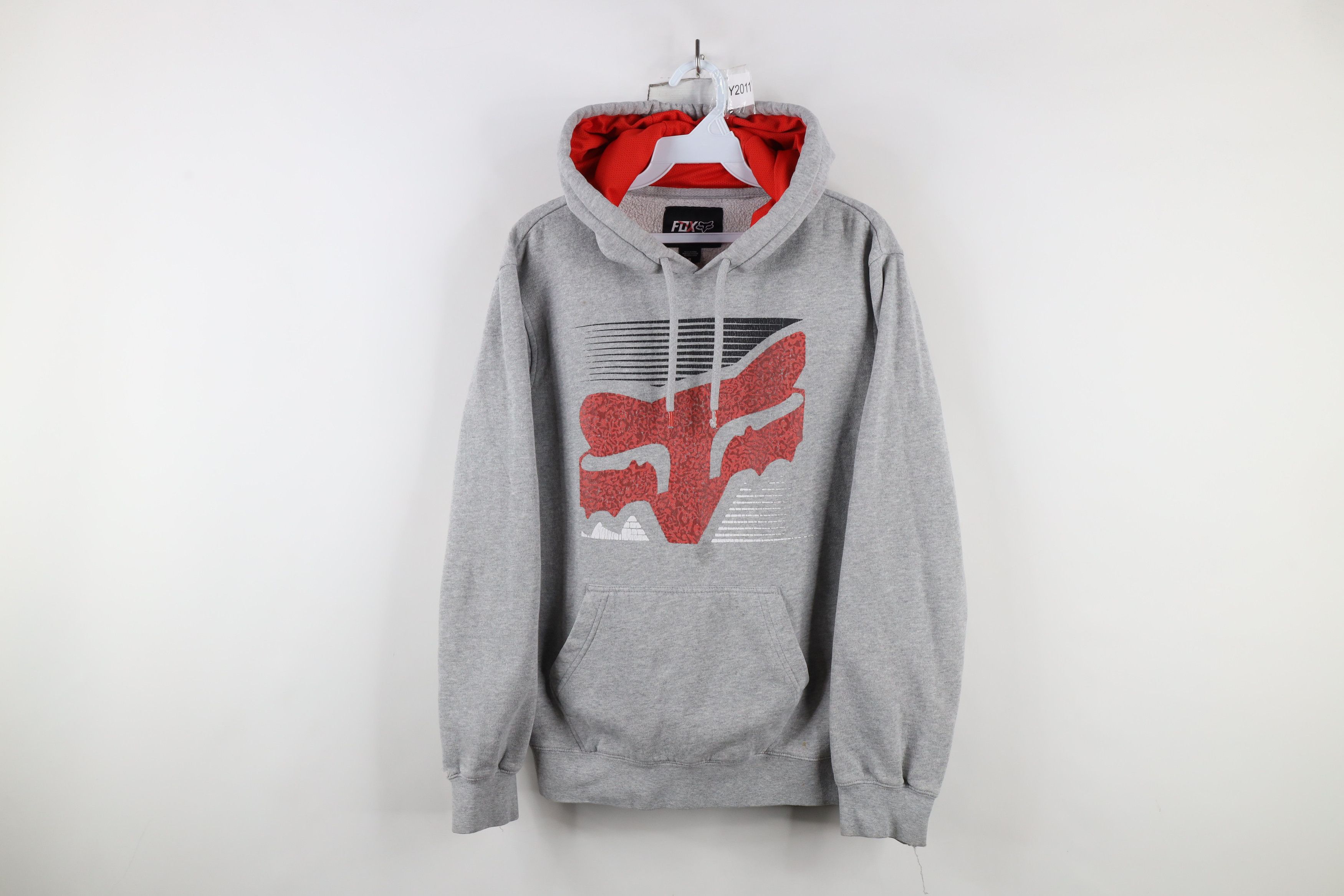 Fox Racing × Vintage Vintage Fox Racing Big Logo Hoodie Sweatshirt Heather Gray Size US S / EU 44-46 / 1 - 1 Thumbnail