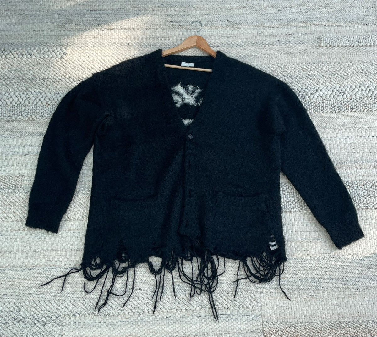 Bape Bape Black Mohair Distressed Cardigan Size US M / EU 48-50 / 2 - 3 Thumbnail