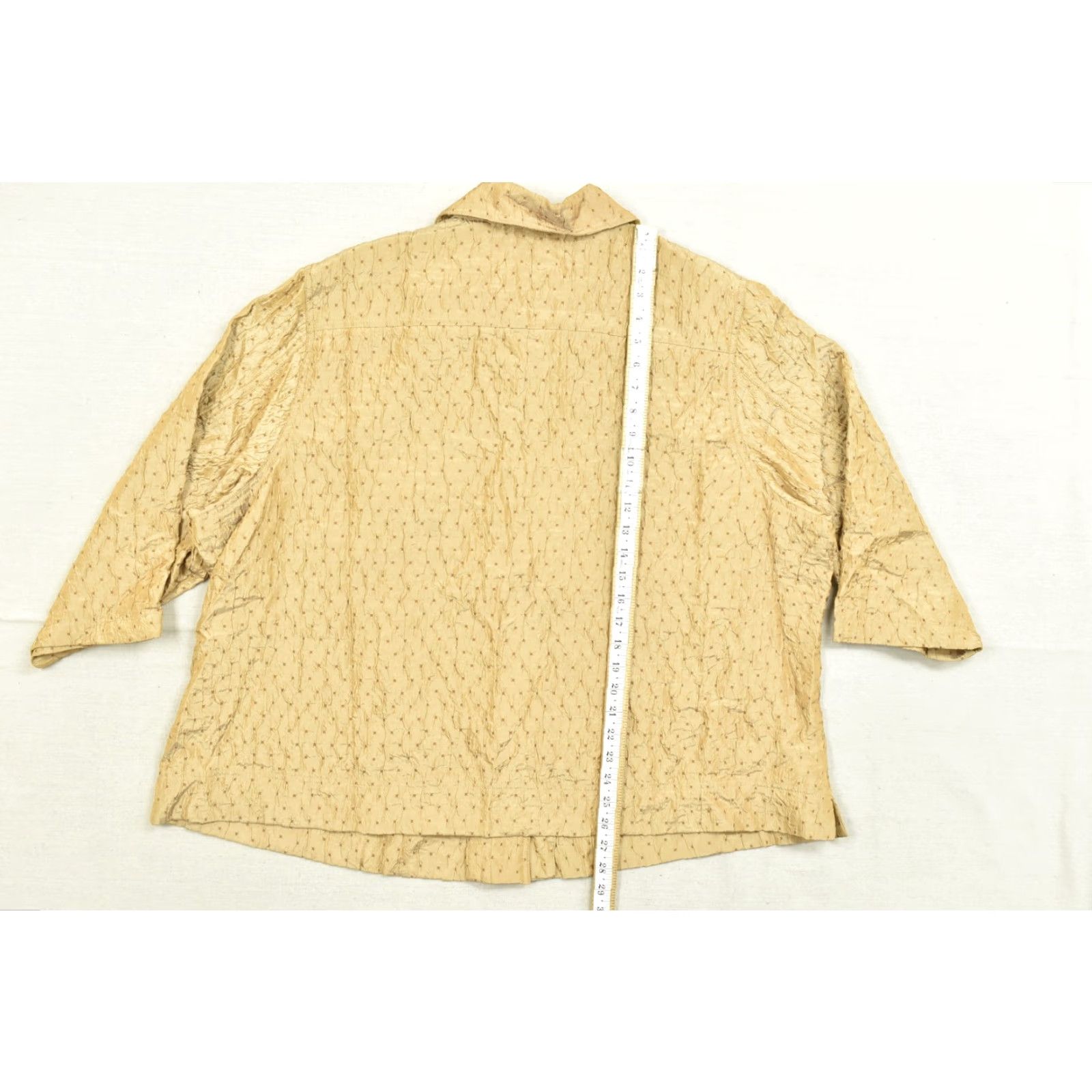 Vintage Lane Bryant Blouse Shirt Women 26 Plus Tan Crinkle Textured Button Front Long Sleeve Casual Size 4XL / US 24-26 - 4 Thumbnail