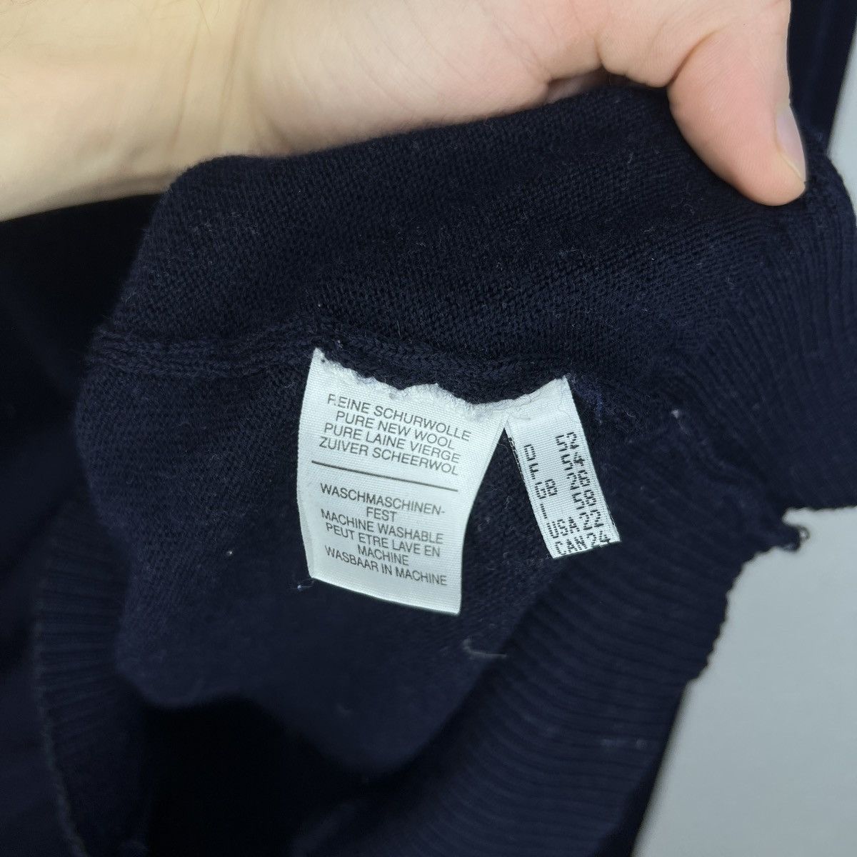 Burberry × Designer × Vintage Vintage Burberry Navy Wool Logo Luxury Sweater Jumper Knit Size US L / EU 52-54 / 3 - 7 Thumbnail