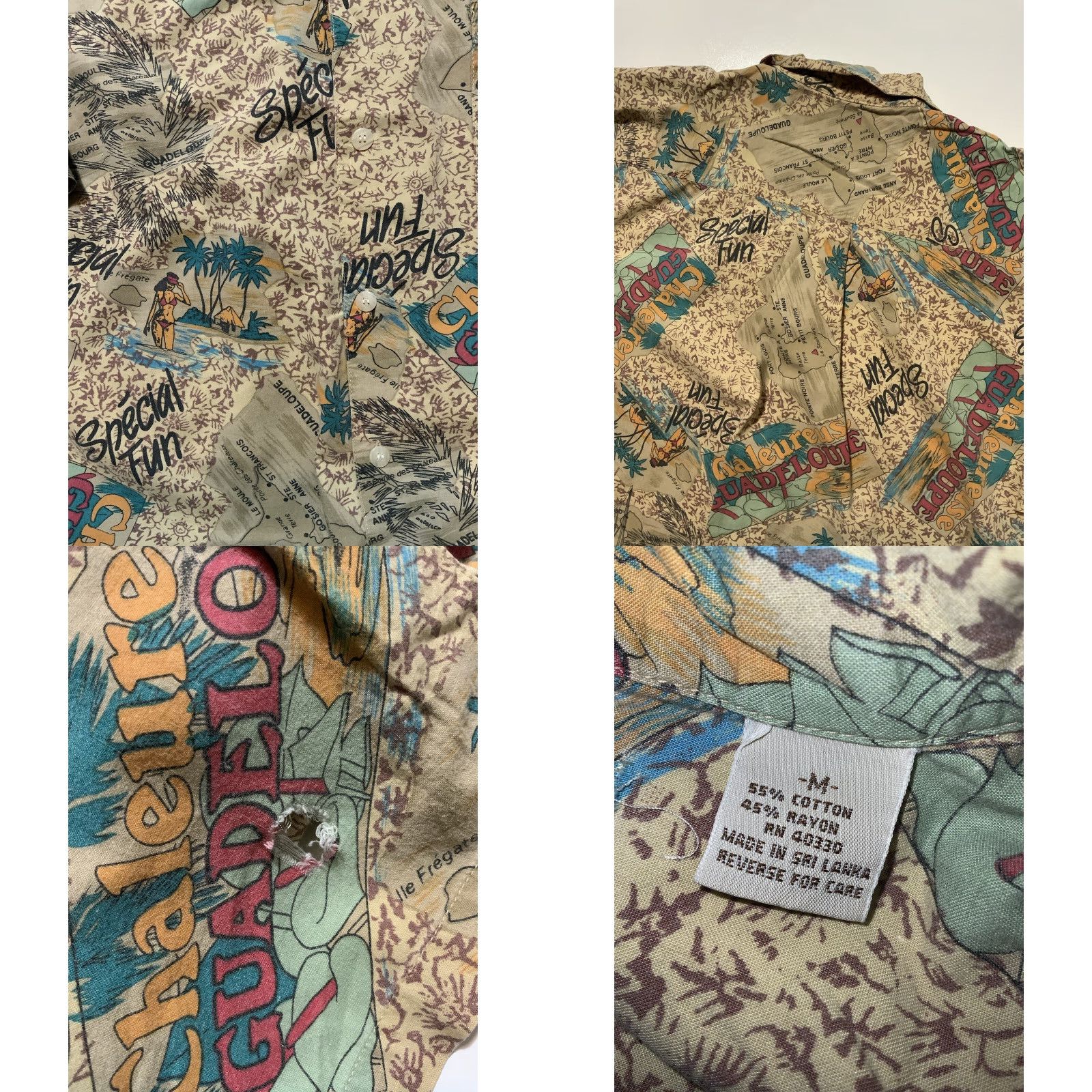 Vintage VINTAGE Imprints Guadeloupe Island Special Fun AOP Travel Camp Button Shirt Sz.M Size US M / EU 48-50 / 2 - 8 Thumbnail
