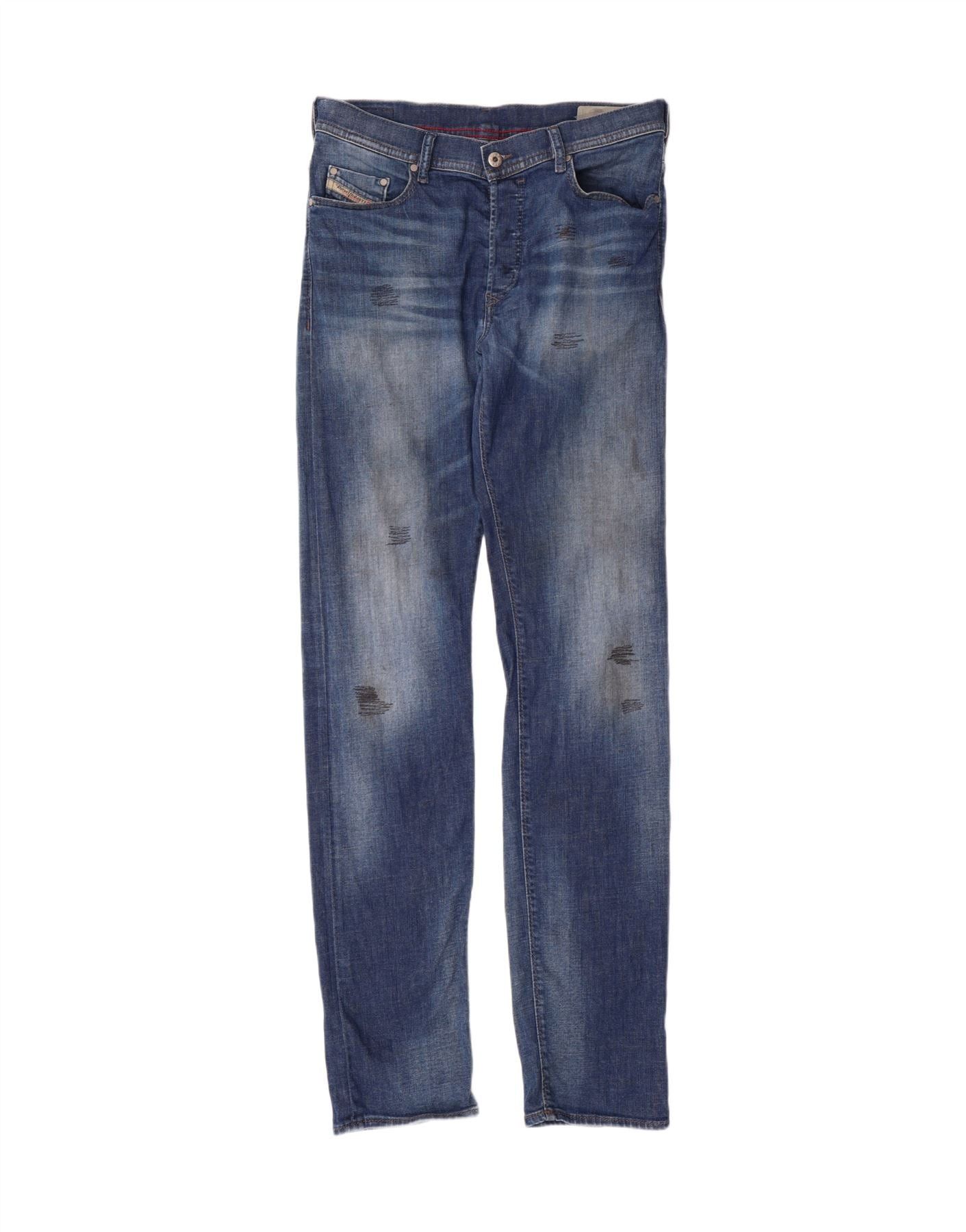 Diesel Mens Thytan Comfort Fit Straight Jeans W30 L36 Blue Cotton Size US 30 / EU 46 - 1 Thumbnail