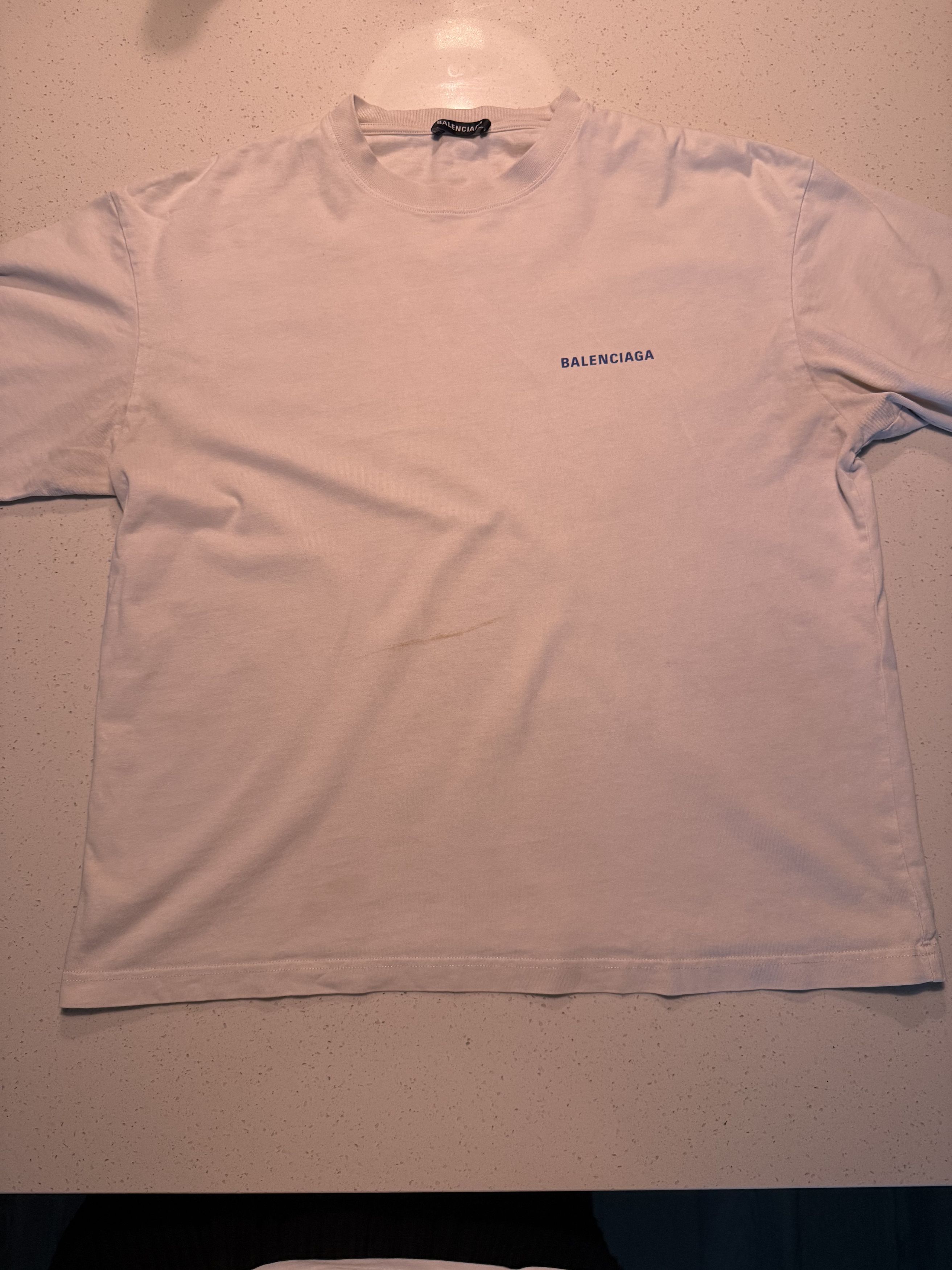 Balenciaga Balenciaga Badge Logo Tee 'Chalky White/Blue' Size US M / EU 48-50 / 2 - 6 Thumbnail