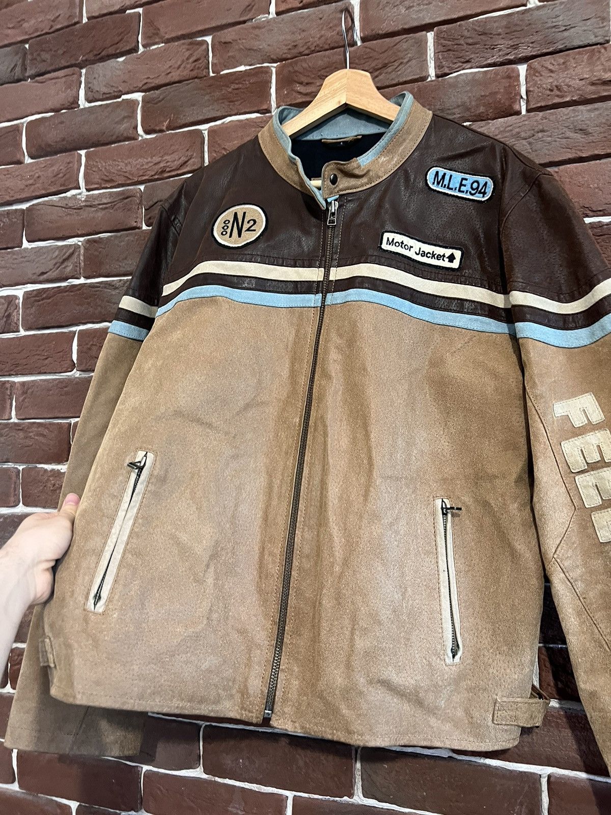 Vintage Genuine Leather Vintage Brown Racing Moto Hype Jacket Speed Size US L / EU 52-54 / 3 - 4 Thumbnail