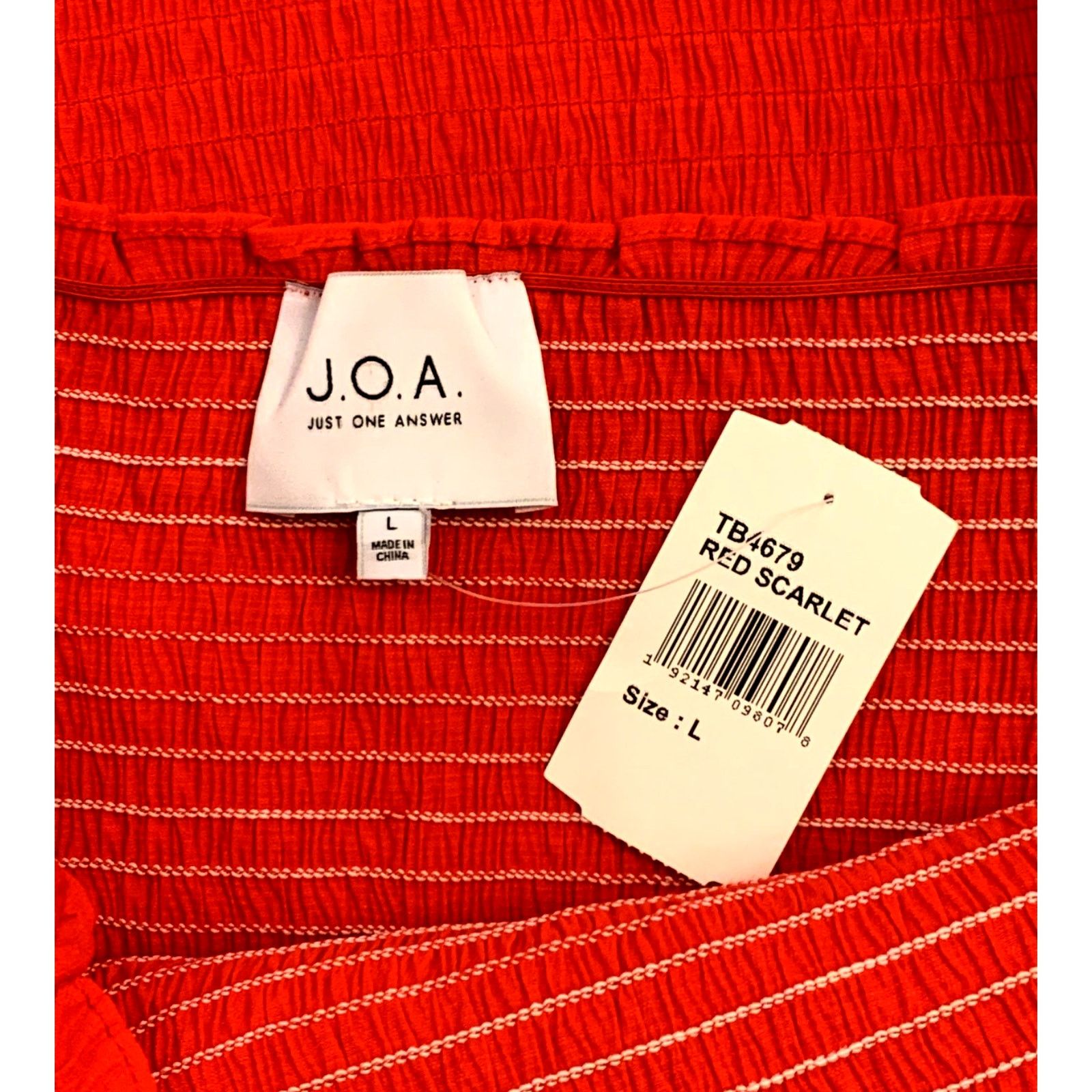 Other J.O.A. Women's Stretch Smocked Scarlet Red Dress| Size L NWT Size L / US 10 / IT 46 - 10 Thumbnail