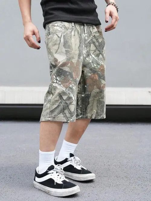 Japanese Brand × Vintage Camo Cargo Y2k Shorts Jorts Denim Size US 32 / EU 48 - 4 Thumbnail