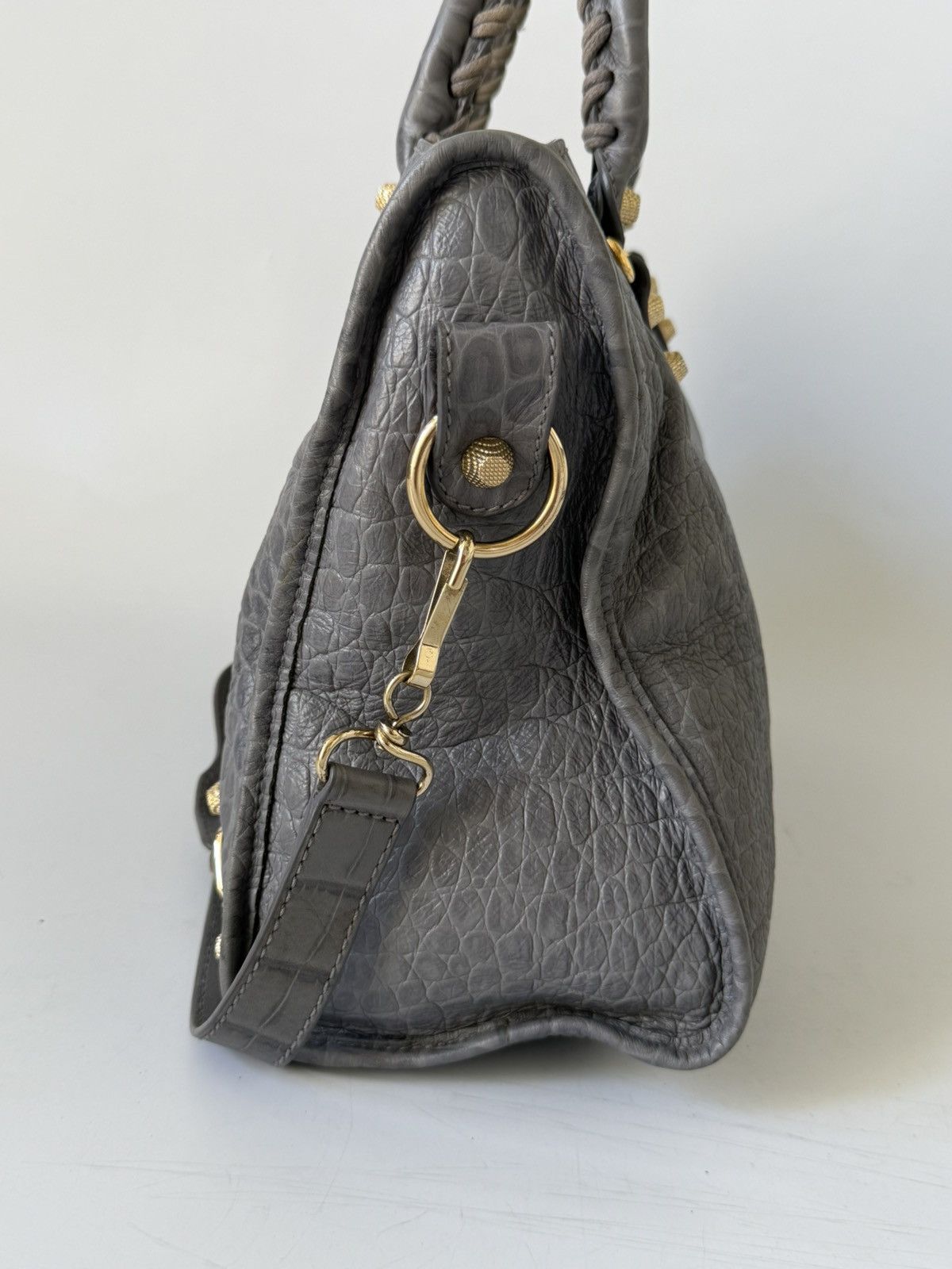 Balenciaga 2000’s Balenciaga Gray Crocodile Giant 12 Gold Hardware City Size ONE SIZE - 5 Thumbnail