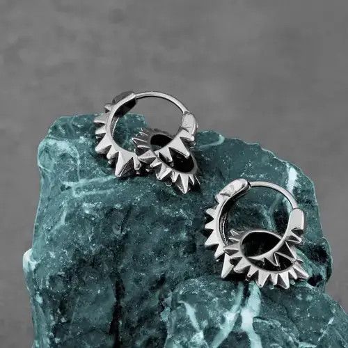Sterling Silver Stainless Steel Punk Rock Drop Earring Size ONE SIZE - 1 Thumbnail