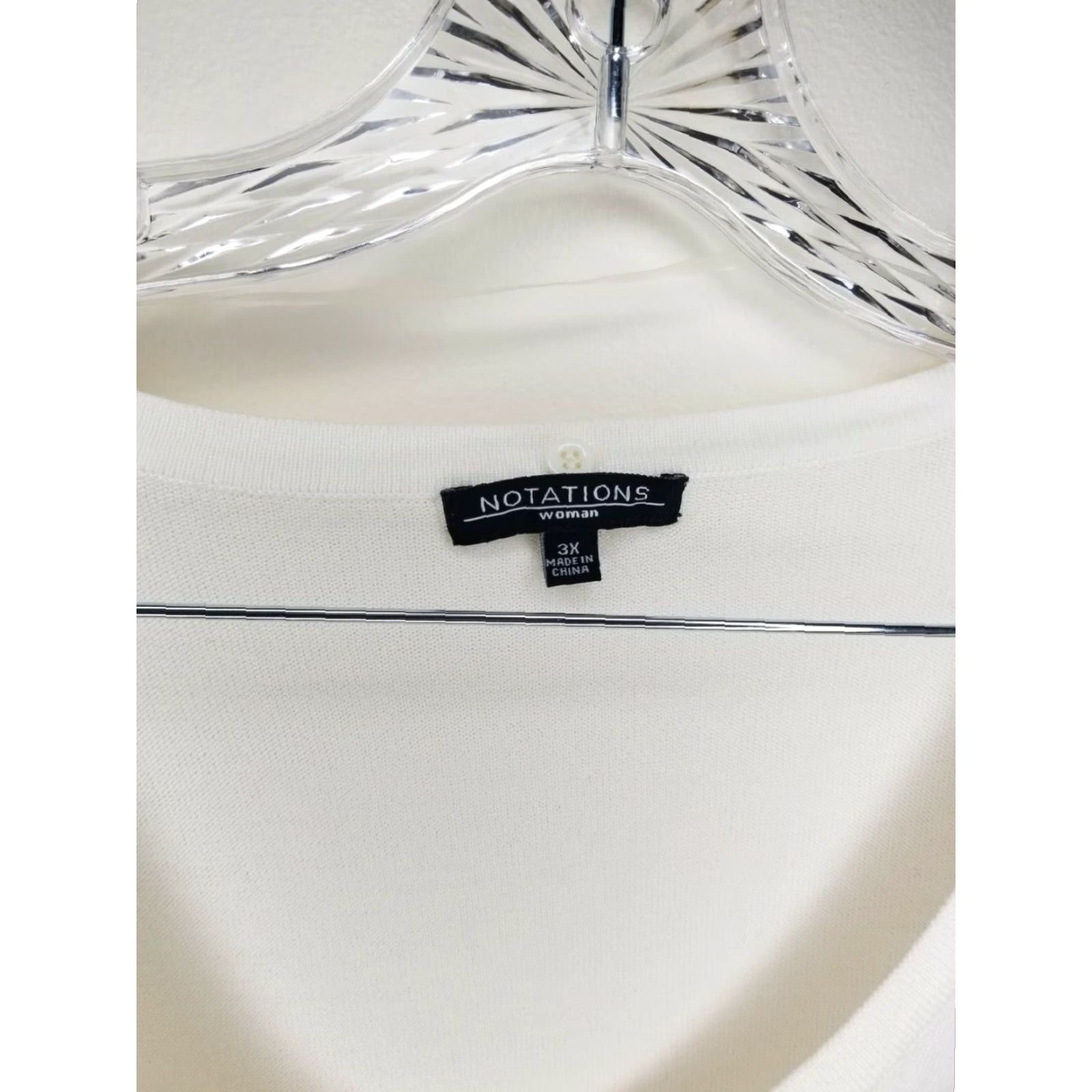 Vintage Notations Sweater Womens 3X White Scrunched Sleeves Size XXL / US 16-18 / IT 52-54 - 2 Thumbnail