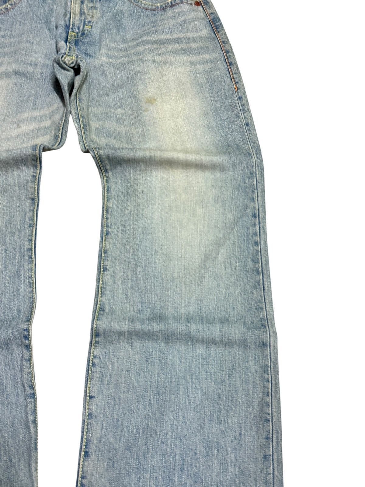 Japanese Brand COCOLULU Printed Washed Blue Yellow Stitching Daicock Denim Size US 34 / EU 50 - 6 Thumbnail
