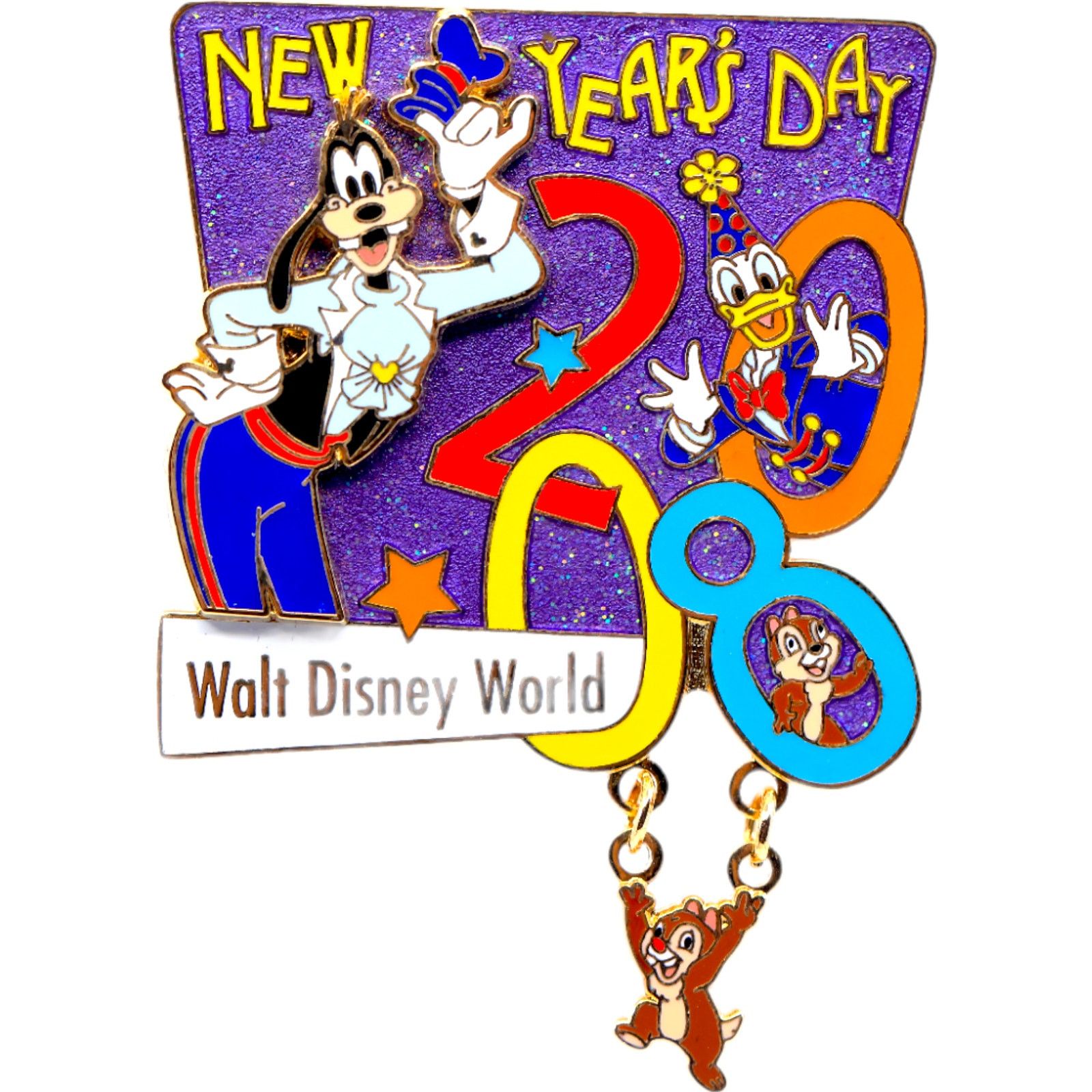 Disney Disney New Years Day 2008 Goofy, Donald, Chip & Dale Pin Size ONE SIZE - 10 Thumbnail
