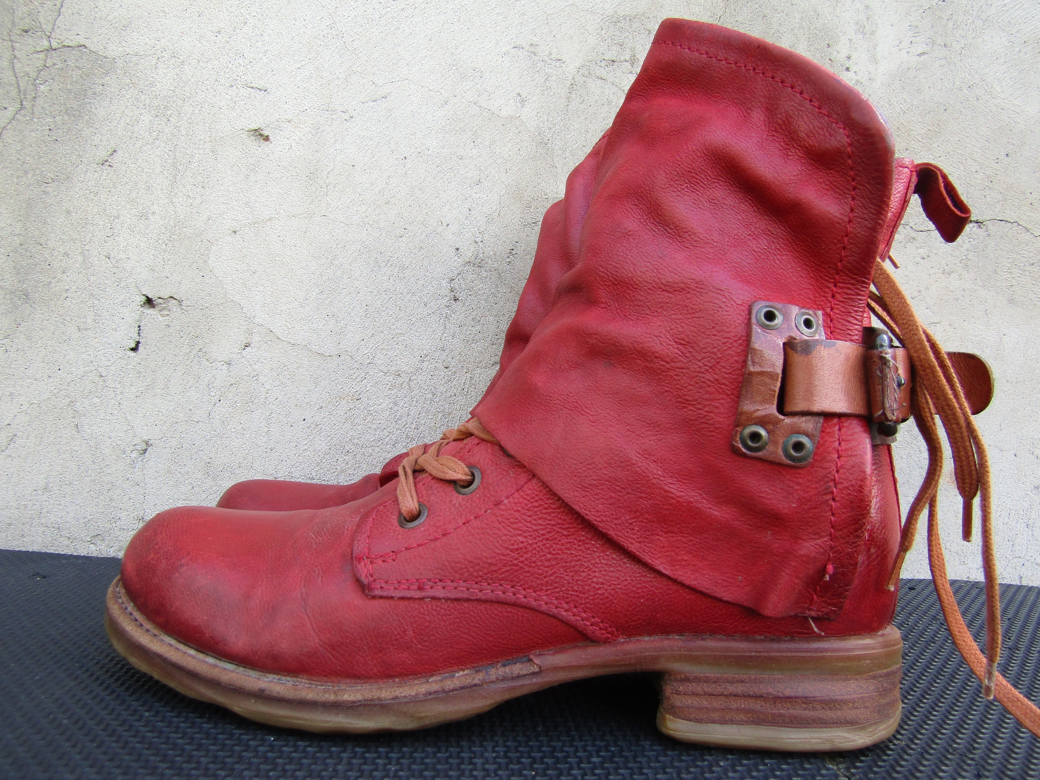 A.S.98 Airstep A.S.98 Buckle Zip Red Booties Lace Leather Size US 8 / IT 38 - 6 Thumbnail