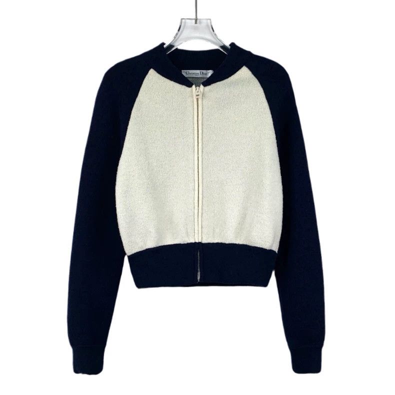 Dior Dior Color-blocked logo letter inlaid wool zipper long-sle Size XS / US 0-2 / IT 36-38 - 1 Thumbnail