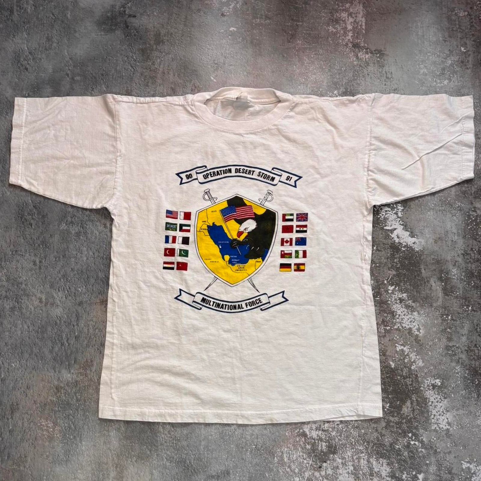 Vintage Vintage 90s Operation Desert Storm T Shirt Goodnight Saddam. Size US XL / EU 56 / 4 - 1 Thumbnail