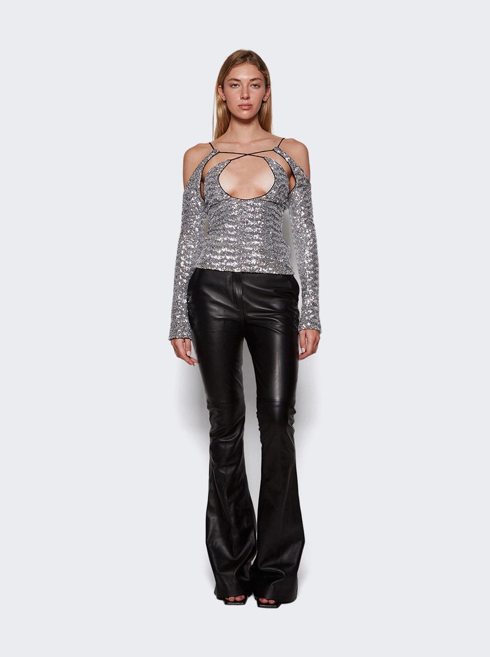 Amiri o1mle0426 Zane Top in Silver Size XS / US 0-2 / IT 36-38 - 2 Thumbnail